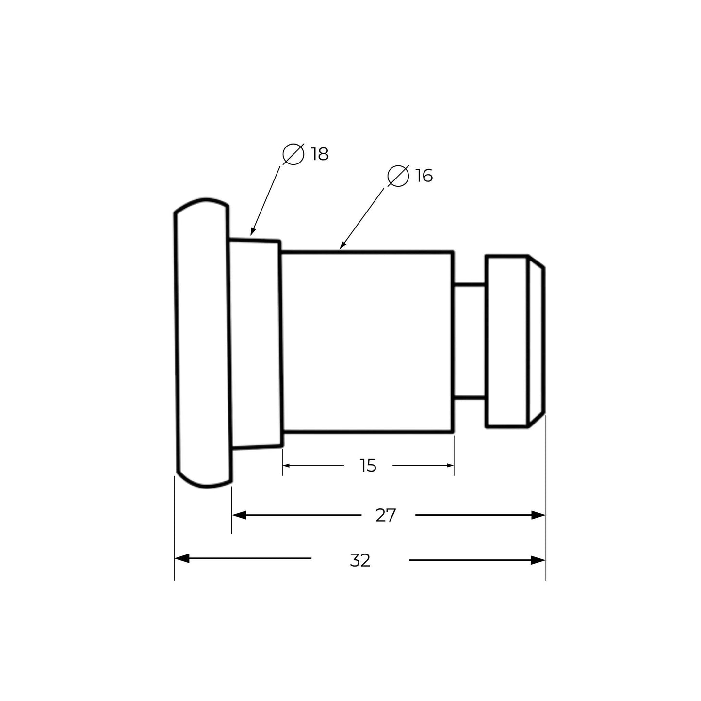 Perno de sujeción portacuchillas adaptable para segadora Lely Splendimo. Diámetro 18/16 mm y longitud 32 mm, referencia 412490388.