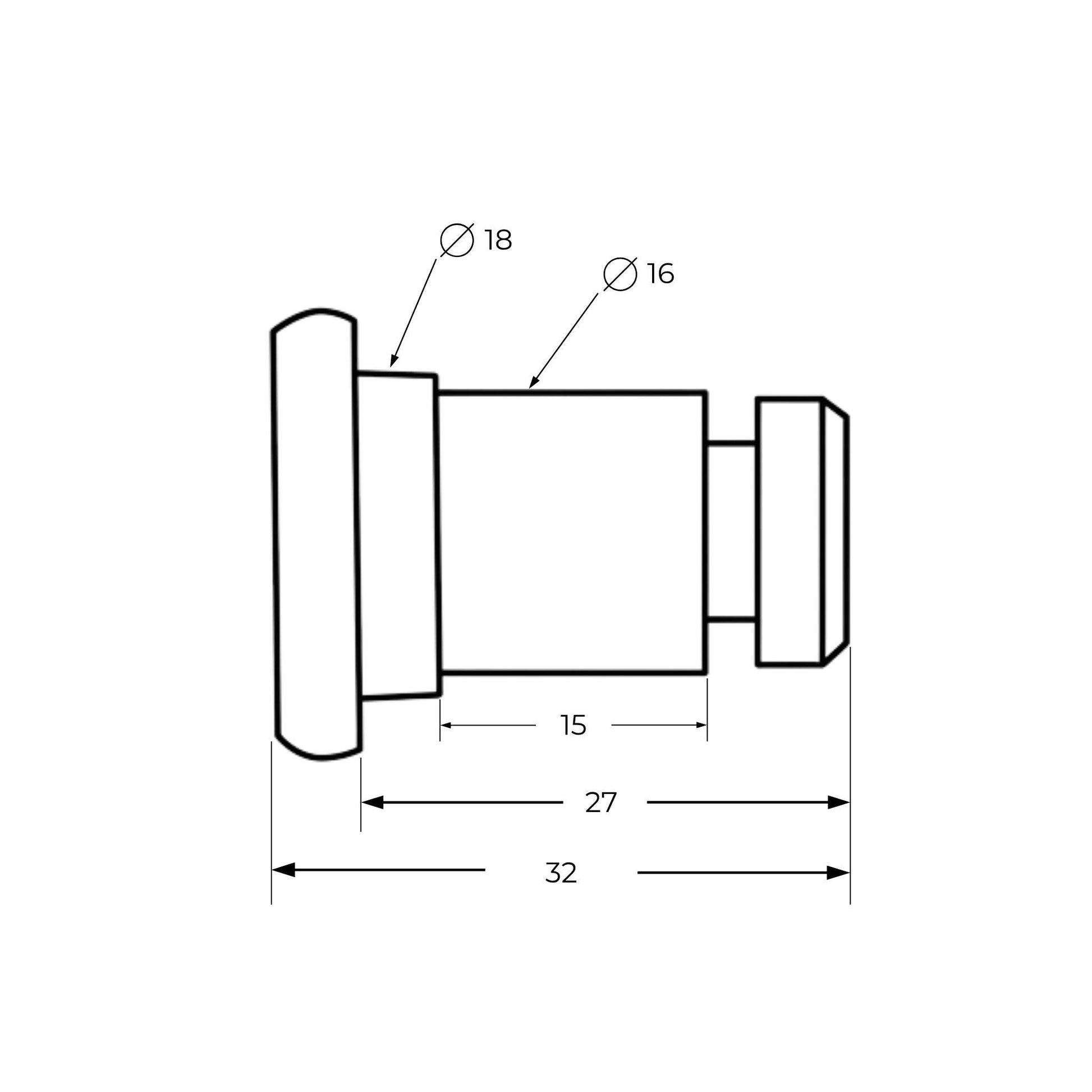 Perno de sujeción portacuchillas adaptable para segadora Lely Splendimo. Diámetro 18/16 mm y longitud 32 mm, referencia 412490388.