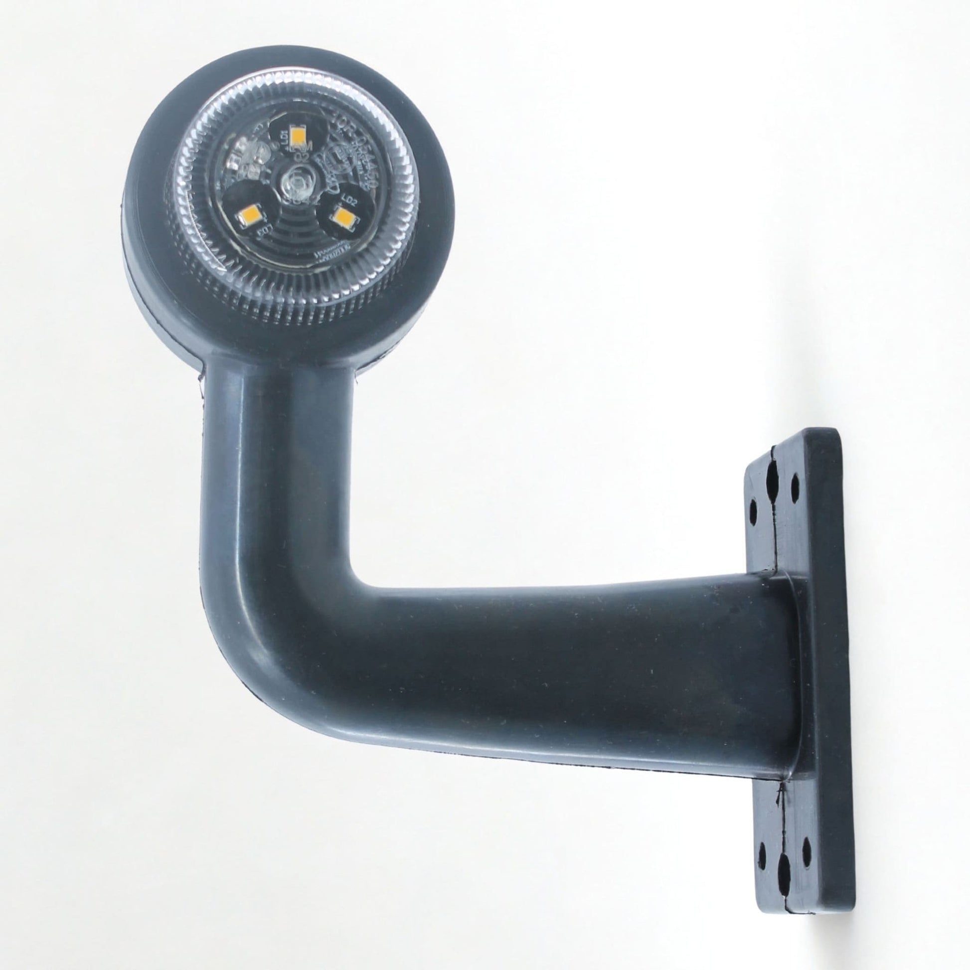 Piloto de gálibo LED derecho con brazo angular, voltaje de 12-24 V, certificación IP67 y homologación E4.