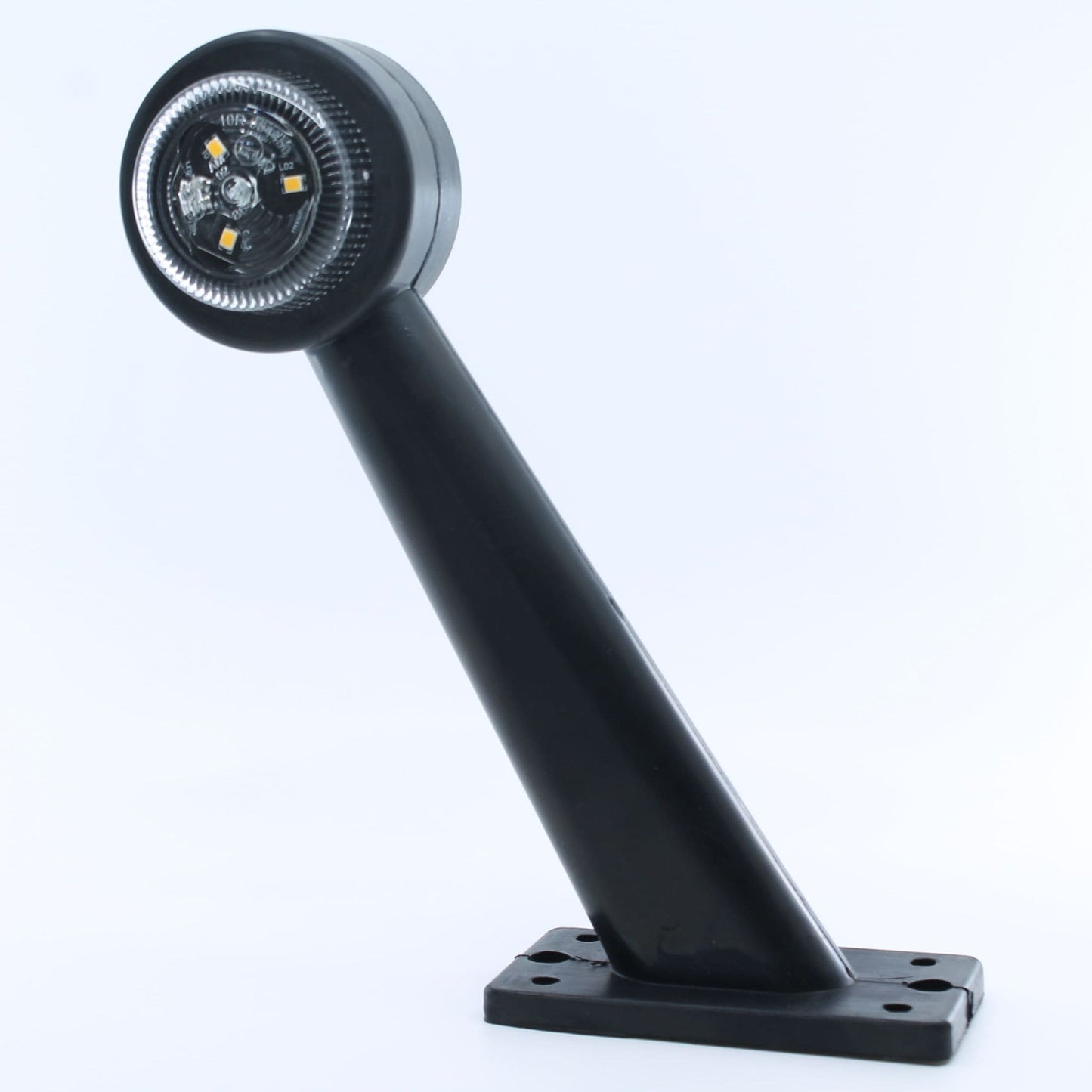 Piloto de gálibo LED derecho con brazo recto, voltaje de 12-24 V, certificación IP67 y homologación E4.