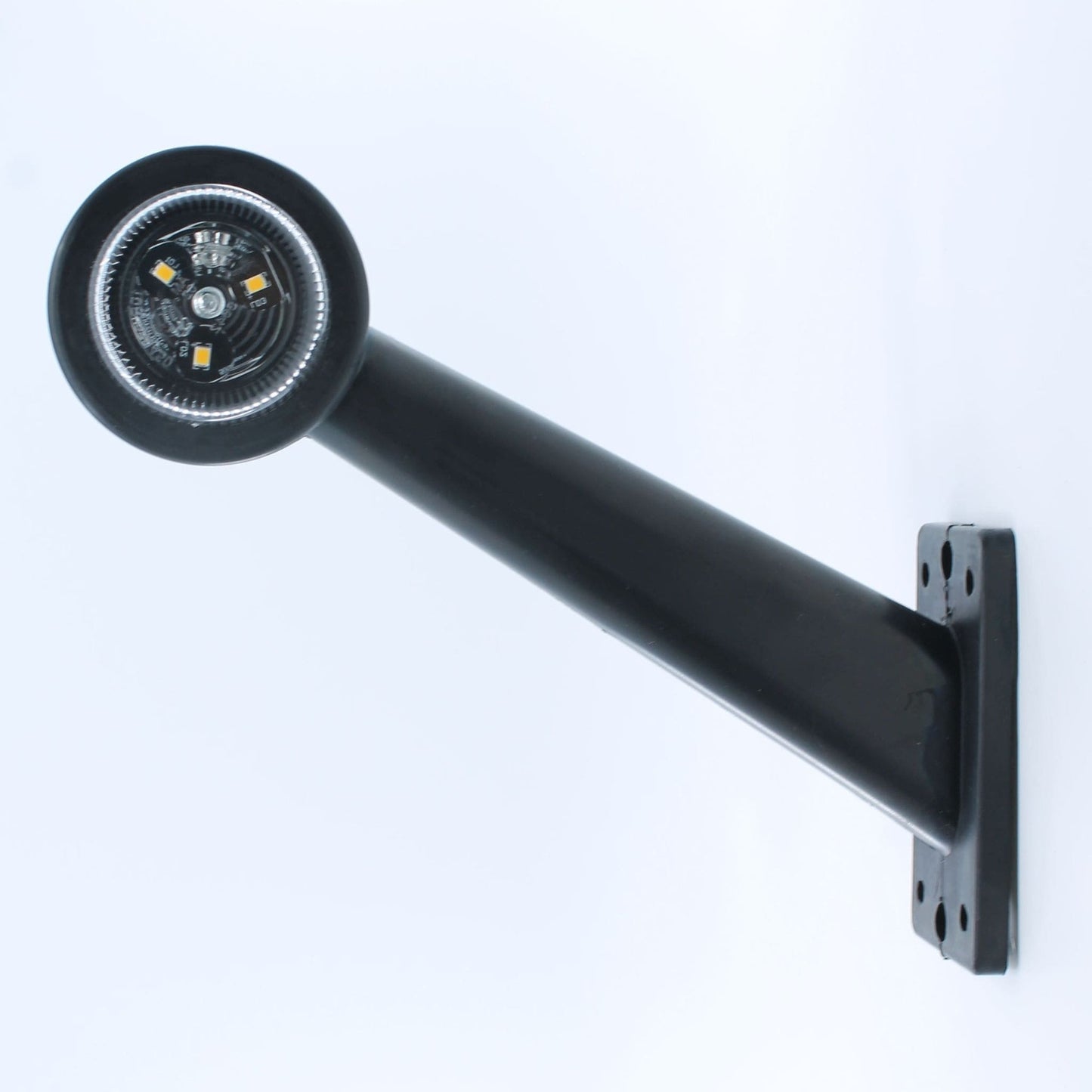 Piloto de gálibo LED derecho con brazo recto, voltaje de 12-24 V, certificación IP67 y homologación E4.
