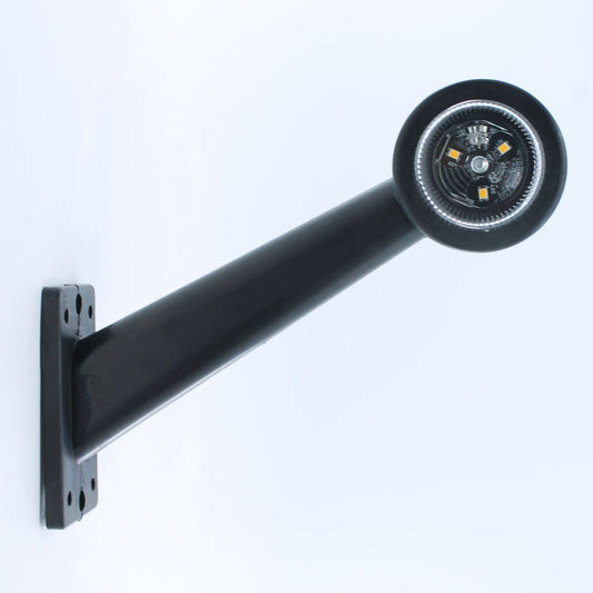 Piloto de gálibo LED izquierdo con brazo recto, voltaje de 12-24 V, certificación IP67 y homologación E4.