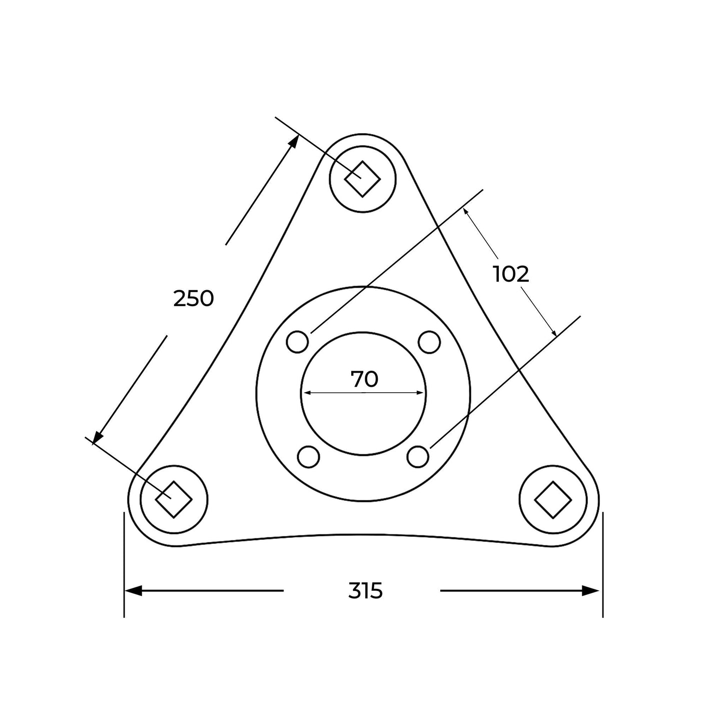Plato portacuchillas triangular adaptable para segadoras Vicon CM 216 y CM 217. Repuesto compatible con referencia original 99417936.