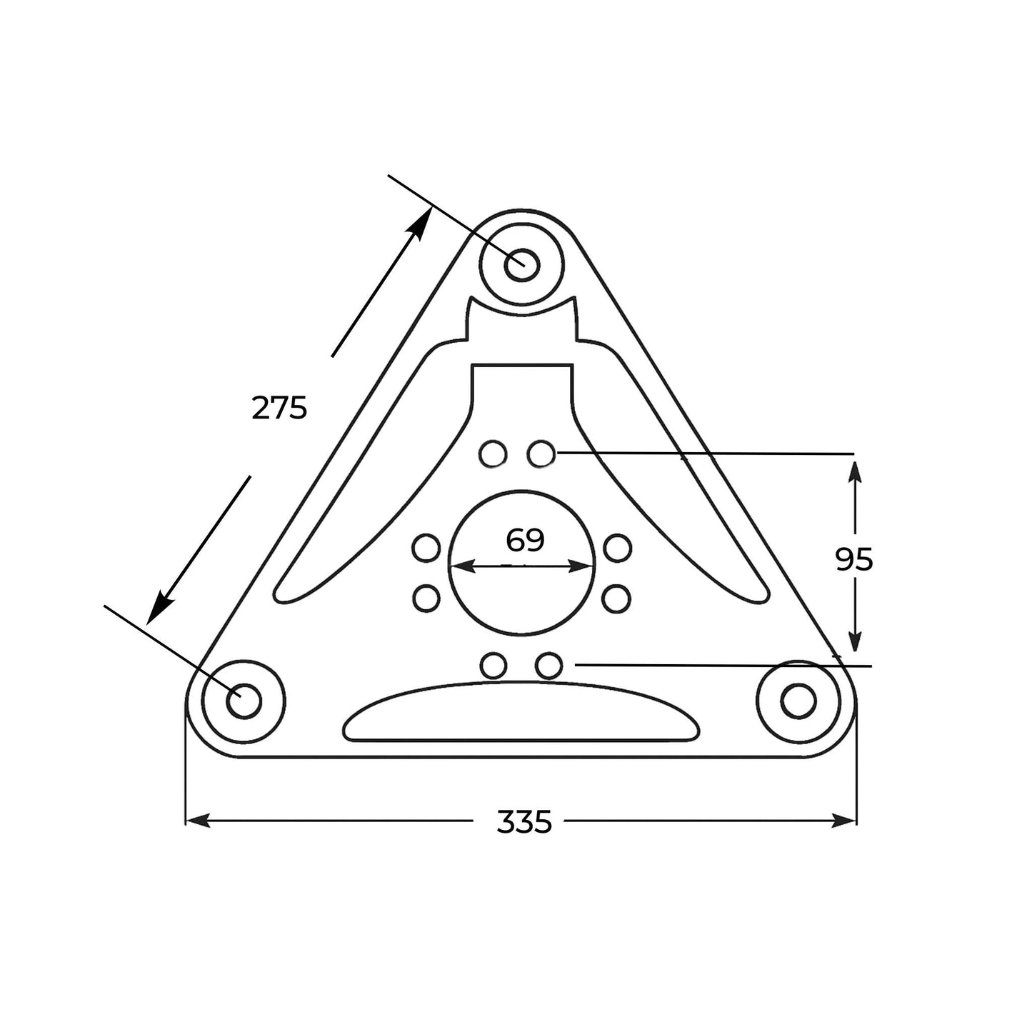 Plato portacuchillas triangular adaptable para segadoras Vicon CM165 y CM167. Repuesto compatible con referencia original VNB1019894.