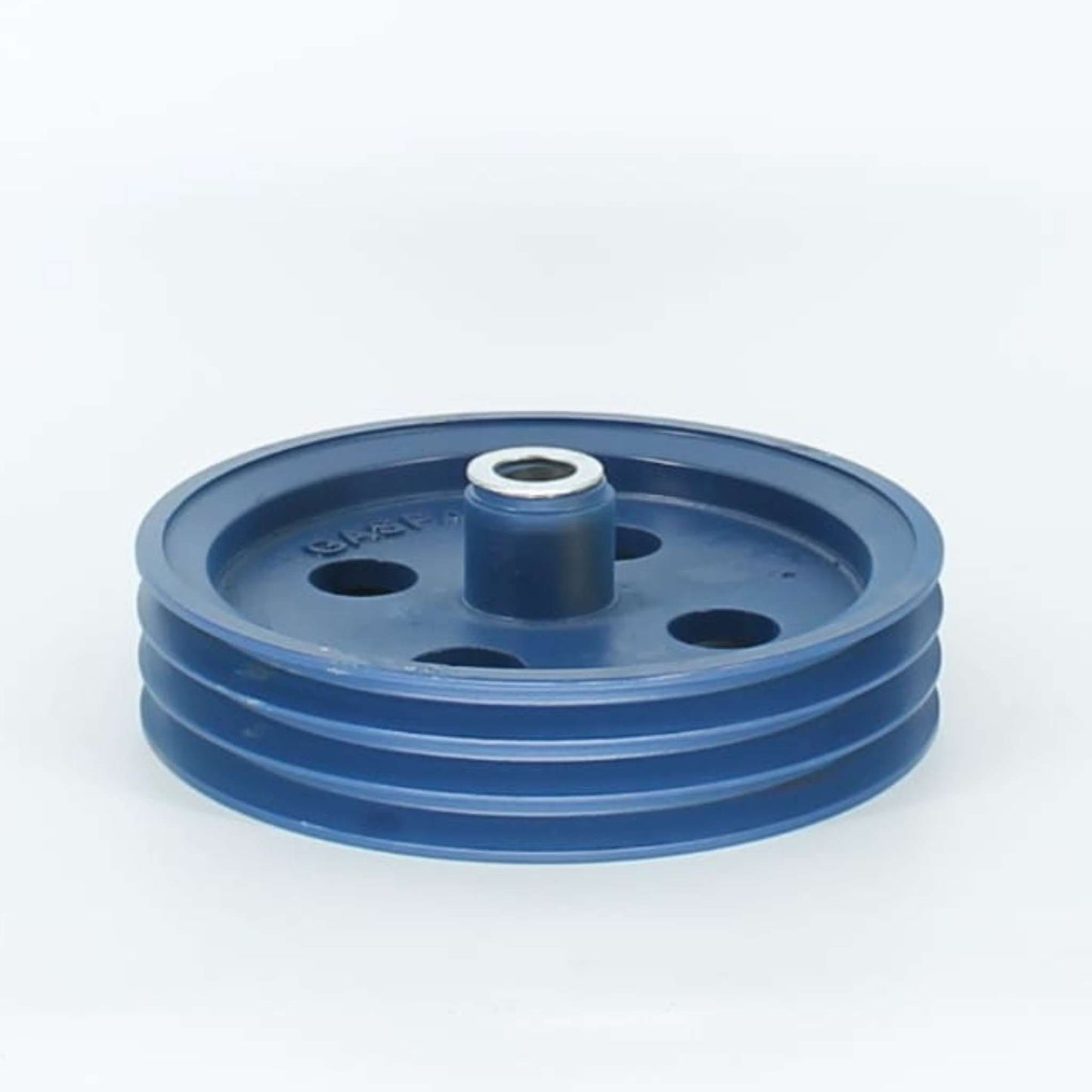 Polea triple original Gaspardo ref. 21120117 en posición 1. Polea de transmisión azul de tres canales con relieve de la marca válida para todos los modelos.