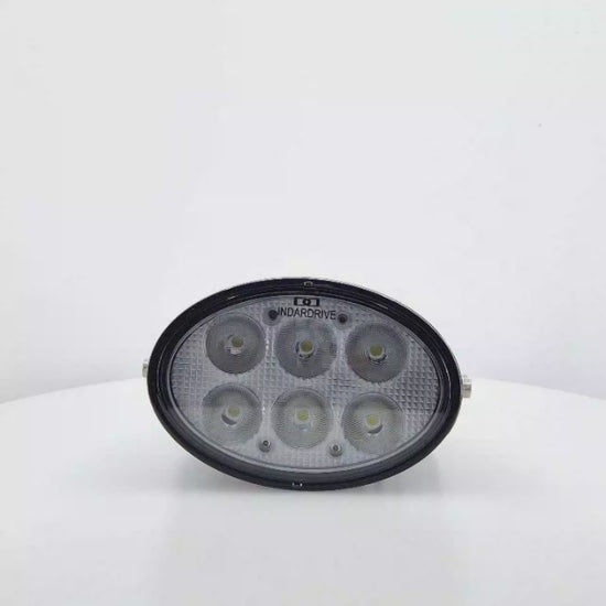 Faro de trabajo LED ovalado (6.600 lúmenes, 60 W) para 12-24 V, con 6 LEDs, que funciona a 12-60 VDC, con homologación IP68, ideal para tractores y maquinaria agrícola.
