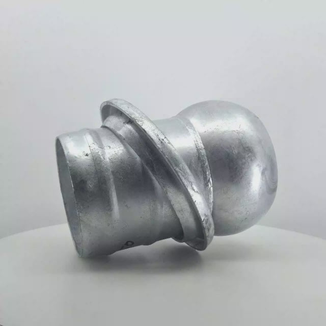 Acople macho esférico galvanizado para manguera de 150 mm (6 pulgadas) de cisterna de purín, sistema Berselli.