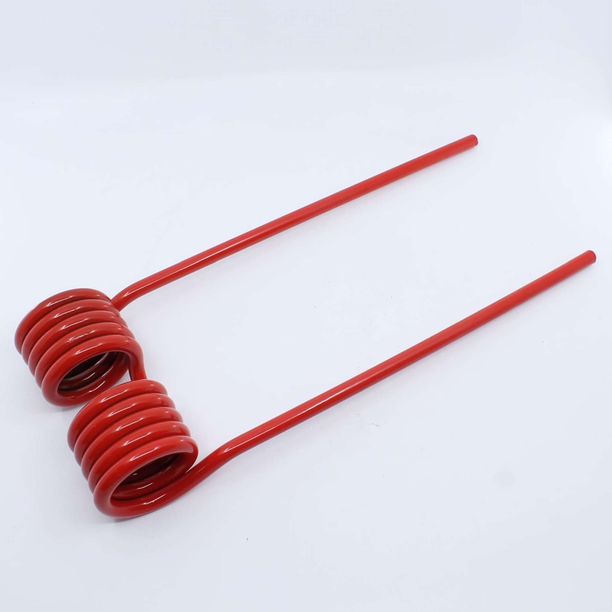 Púa elástica doble roja adaptable para henificador, henificadora o rastrillo henificador Claas Volto. Fabricada por La Spirale en Italia con acero de 9,5 mm, ref original 956815.1.
