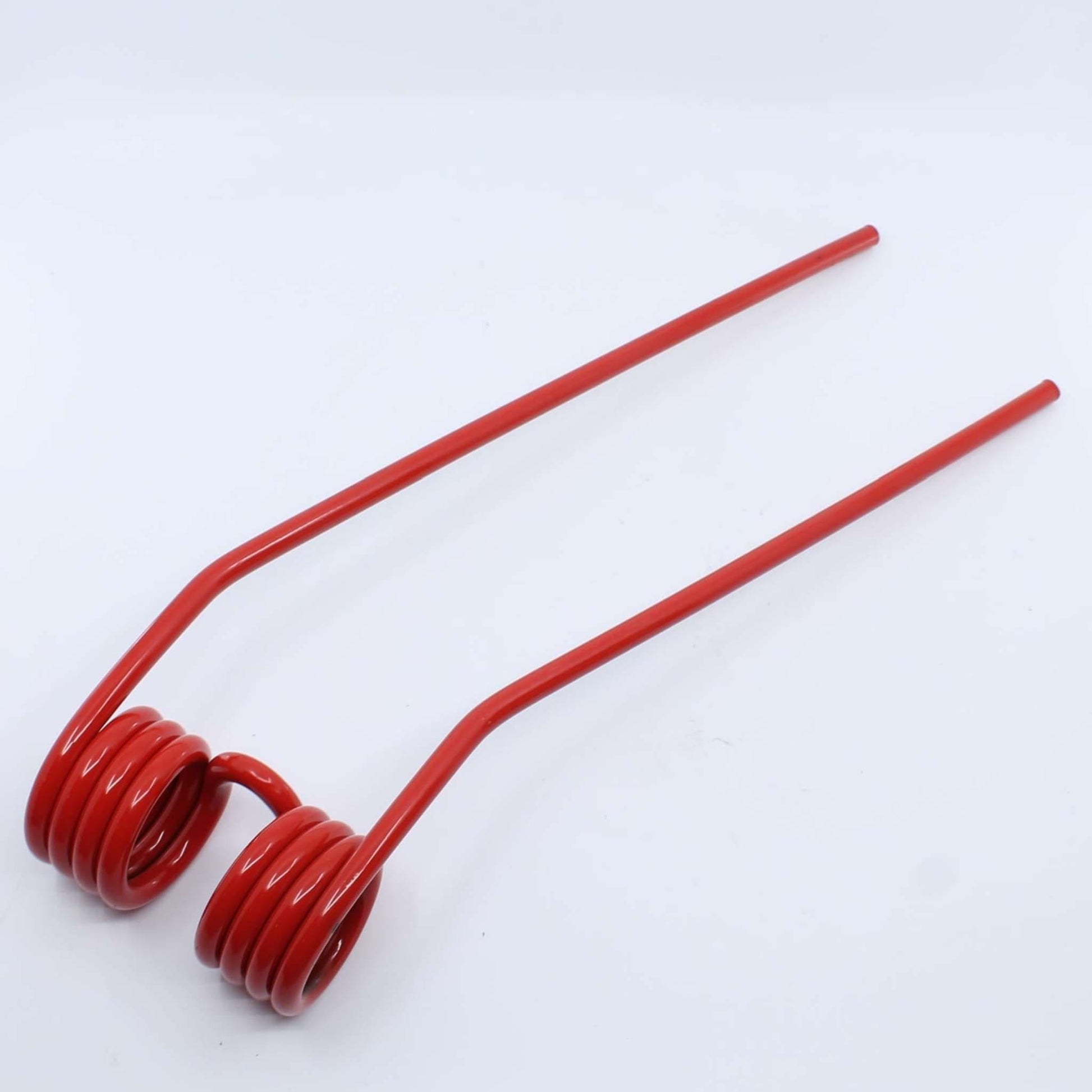 Púa elástica doble roja adaptable para henificador, henificadora o rastrillo Coma Eurodip (lado derecho). Fabricada por La Spirale en Italia con acero de 9 mm.
