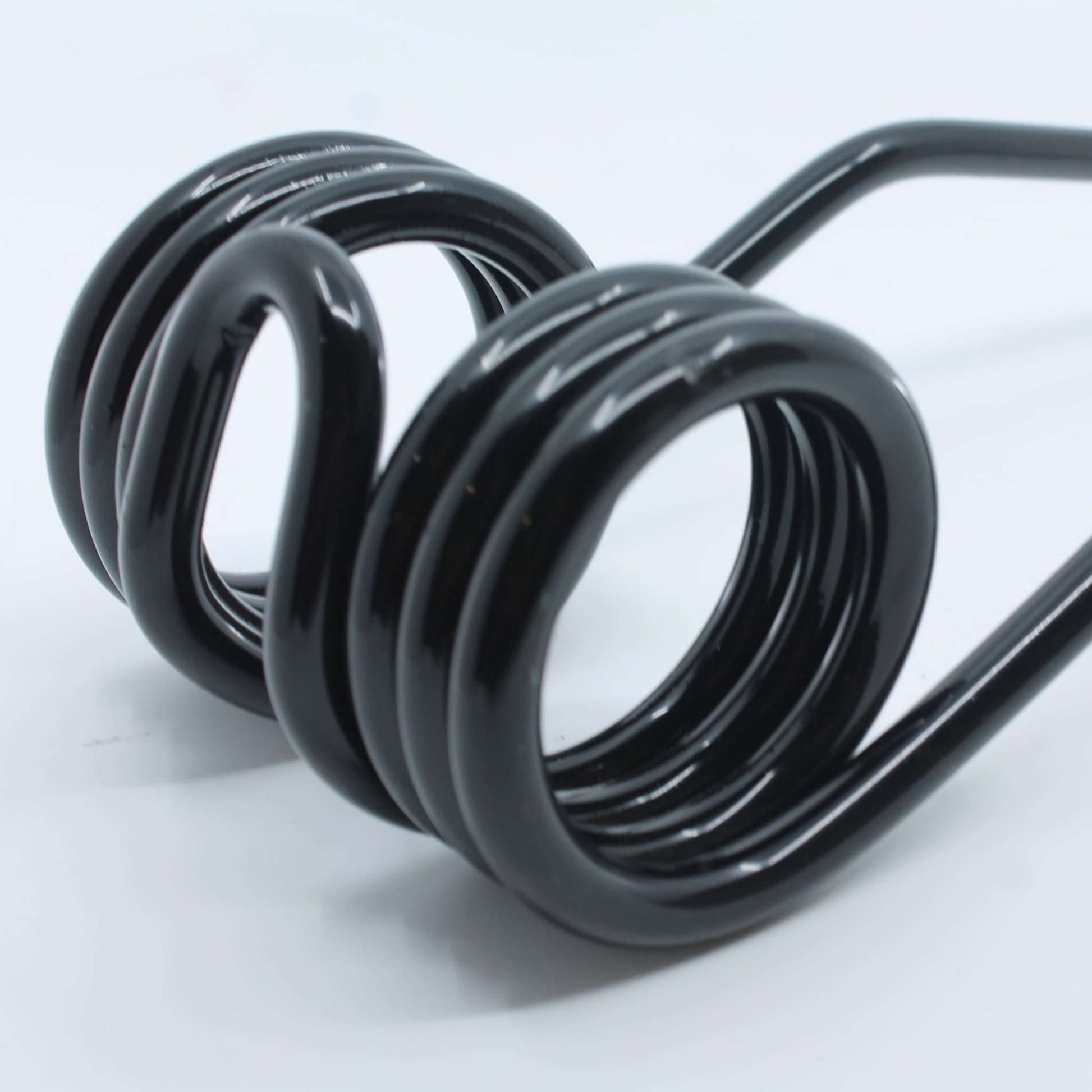 Púa elástica doble simétrica negra adaptable para henificador, henificadora o rastrillo Da Ros o Daros. Fabricada por La Spirale en Italia con acero de 10 mm.