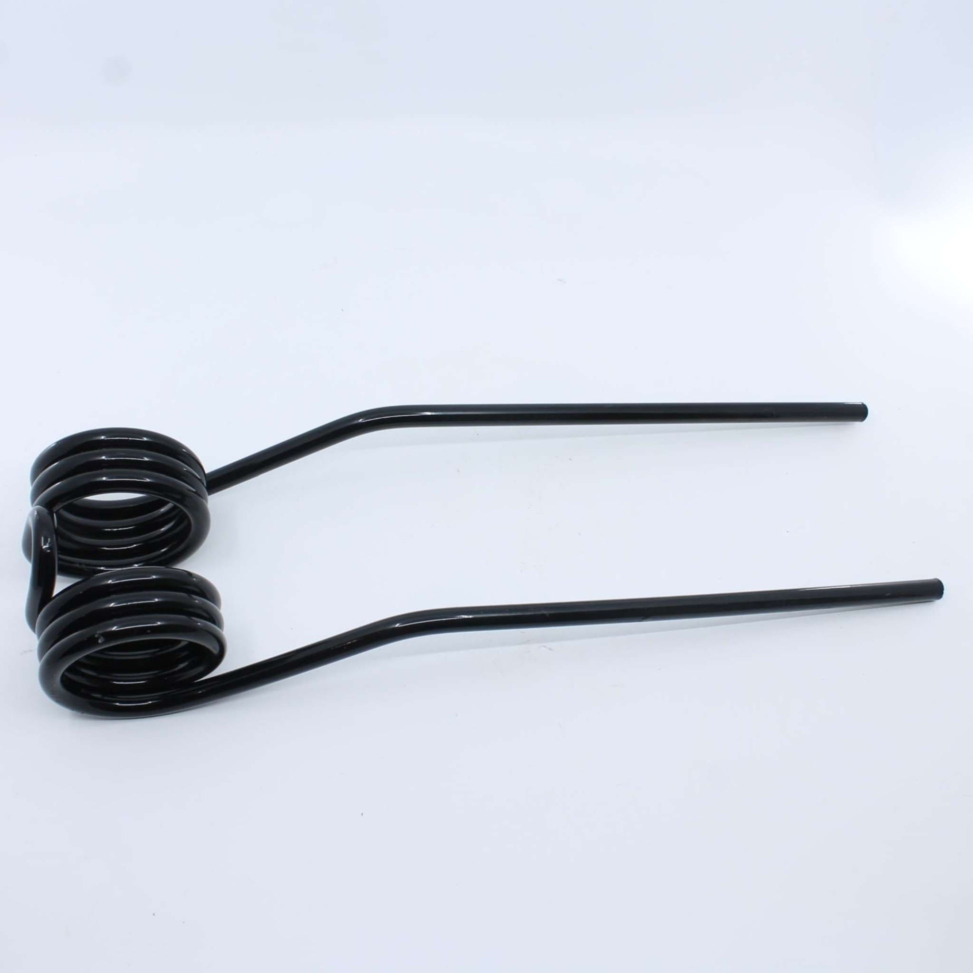Púa elástica doble simétrica negra adaptable para henificador, henificadora o rastrillo Da Ros o Daros. Fabricada por La Spirale en Italia con acero de 10 mm.