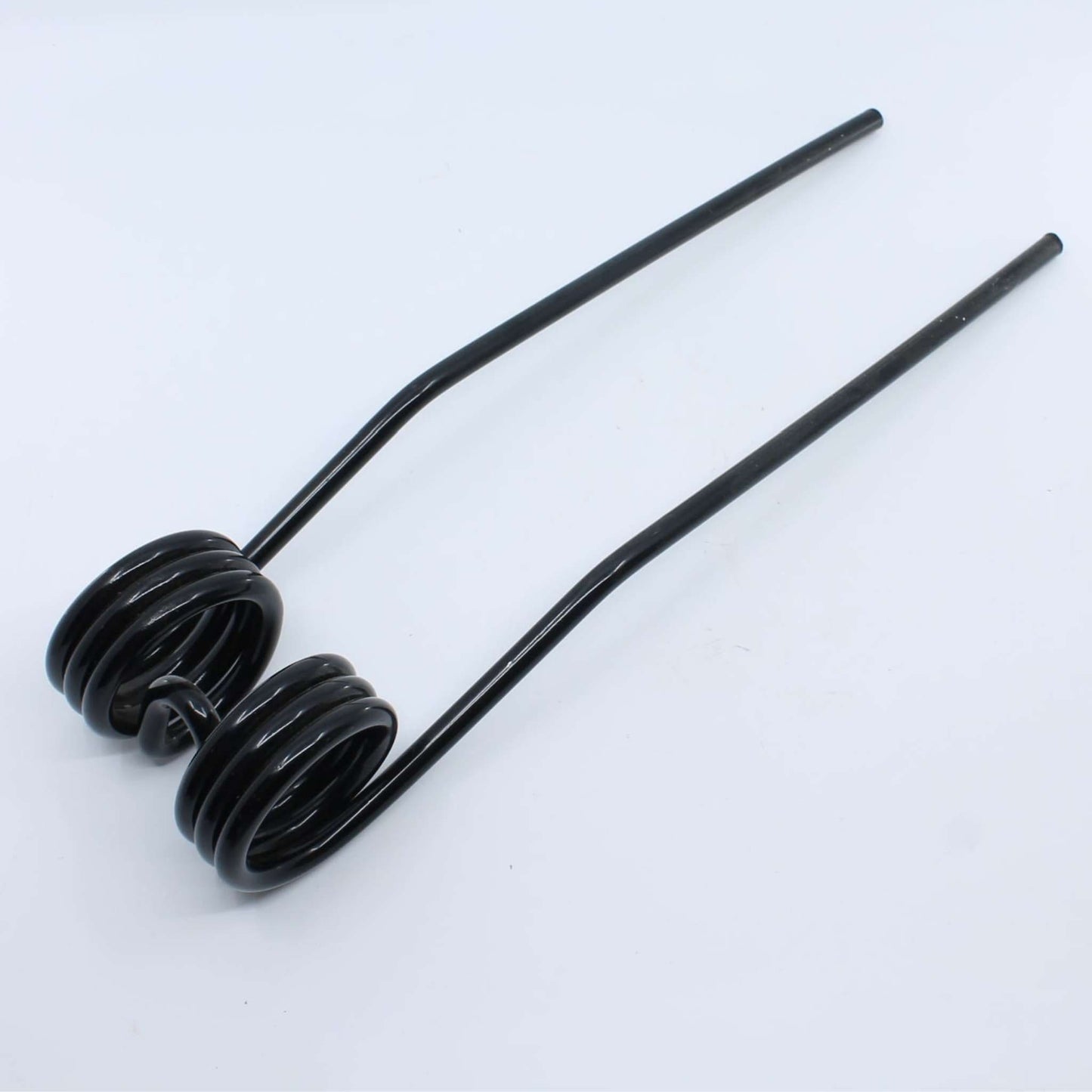 Púa elástica doble simétrica negra adaptable para henificador, henificadora o rastrillo Da Ros o Daros modelo antiguo. Fabricada por La Spirale en Italia con acero de 9 mm.