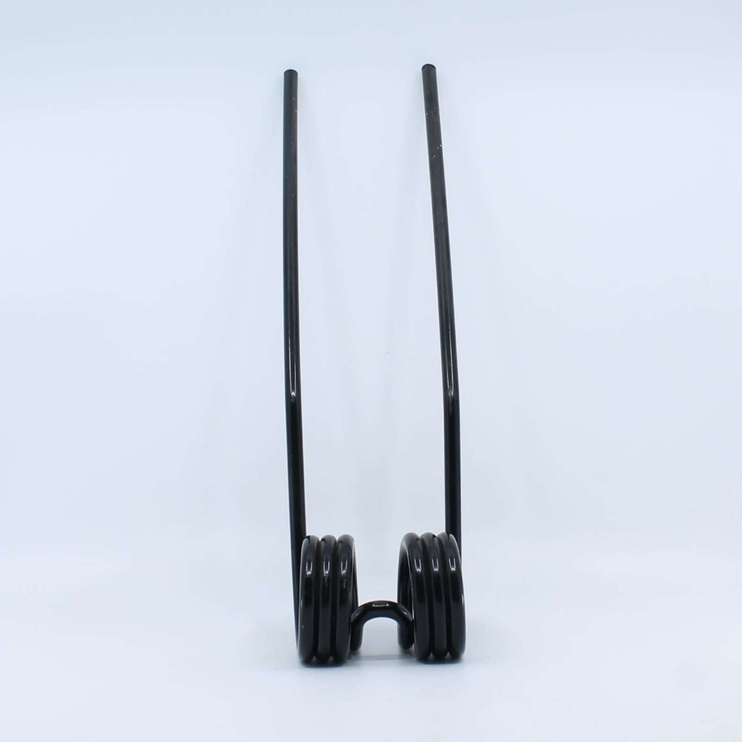 Púa elástica doble simétrica negra adaptable para henificador, henificadora o rastrillo Da Ros o Daros modelo antiguo. Fabricada por La Spirale en Italia con acero de 9 mm.