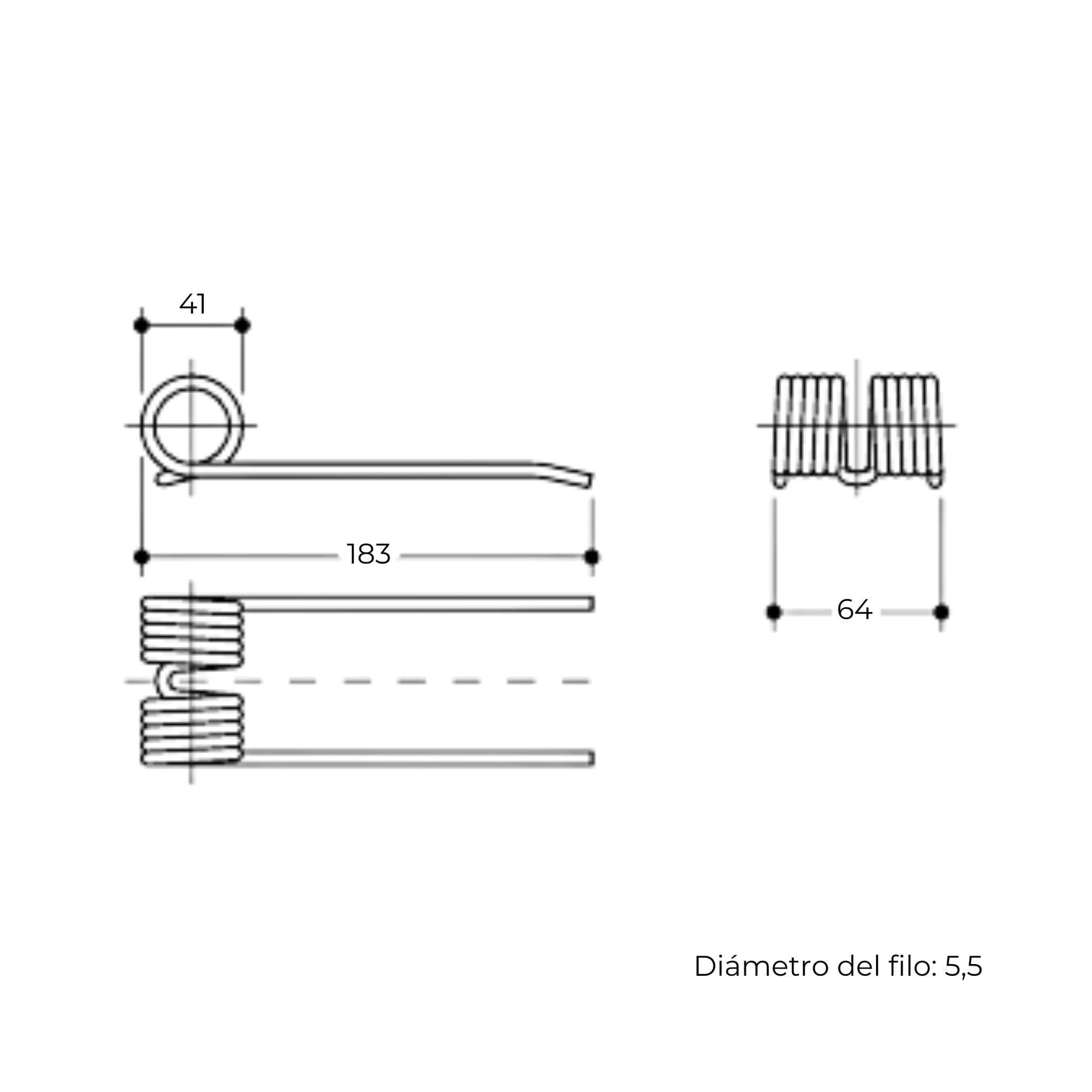 Púa de pick-up de tercer tipo adaptable para rotoempacadora Morra. Fabricada por La Spirale en Italia, recambio compatible de alta resistencia.