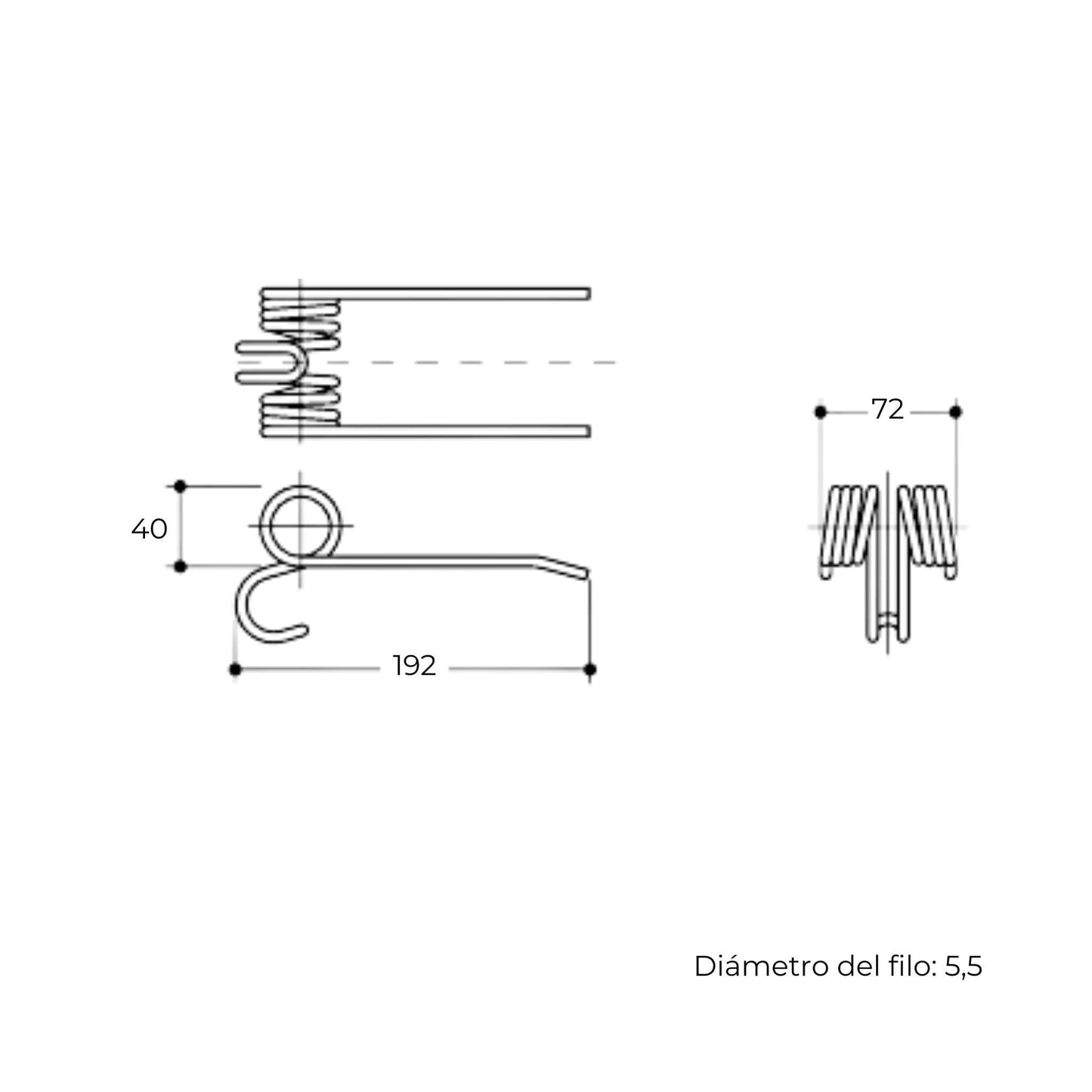Púa de pick-up para rotoempacadora Abriata, Wolvo y Ford. Fabricada por La Spirale en Italia, recambio compatible de alta resistencia, referencia 12R001.