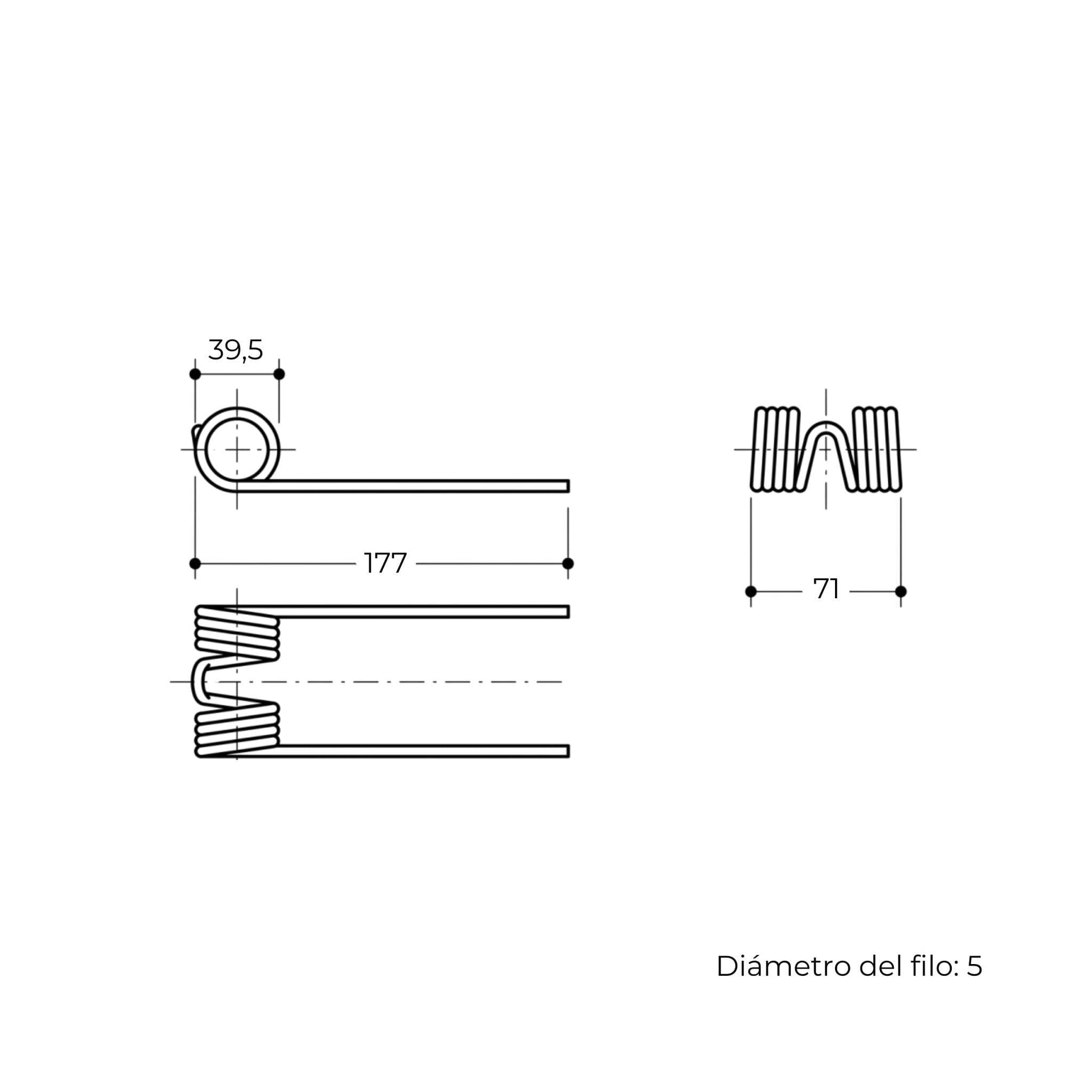 Púa de pick-up para rotoempacadora John Deere de primer tipo. Fabricada por La Spirale en Italia, recambio compatible de alta resistencia, referencia CC21386.