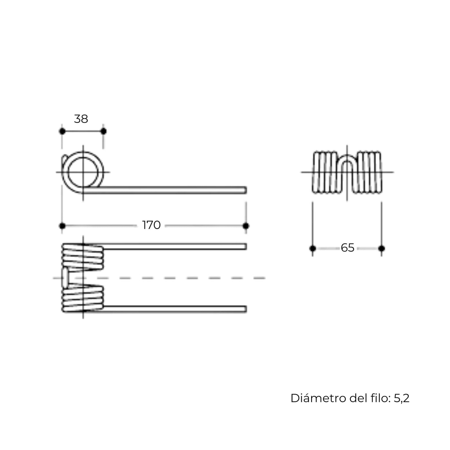 Púa de pick-up elástica adaptable para rotoempacadora Vicon. Fabricada por La Spirale en Italia, recambio compatible de alta resistencia, referencia 1661-8868.