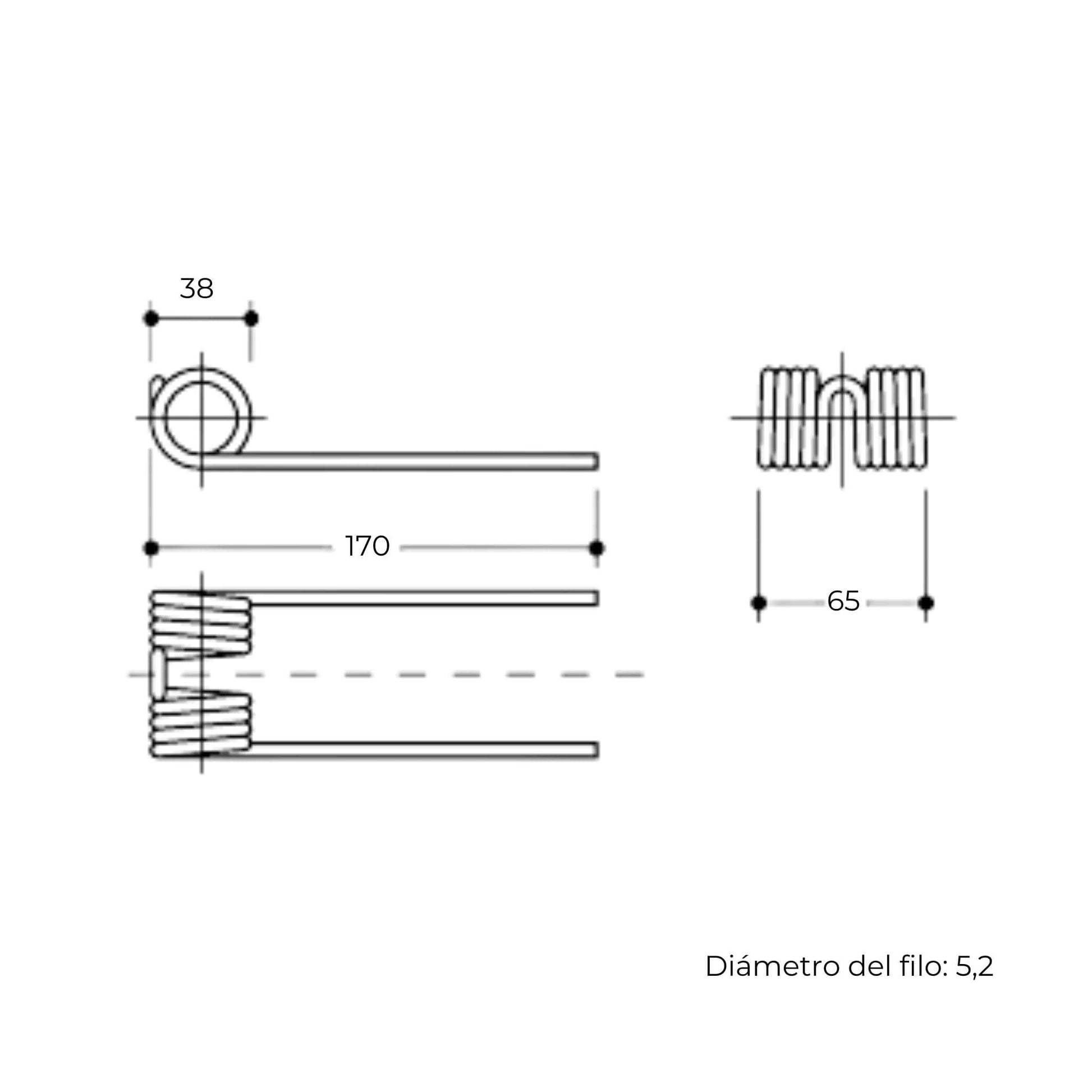 Púa de pick-up elástica adaptable para rotoempacadora Vicon. Fabricada por La Spirale en Italia, recambio compatible de alta resistencia, referencia 1661-8868.