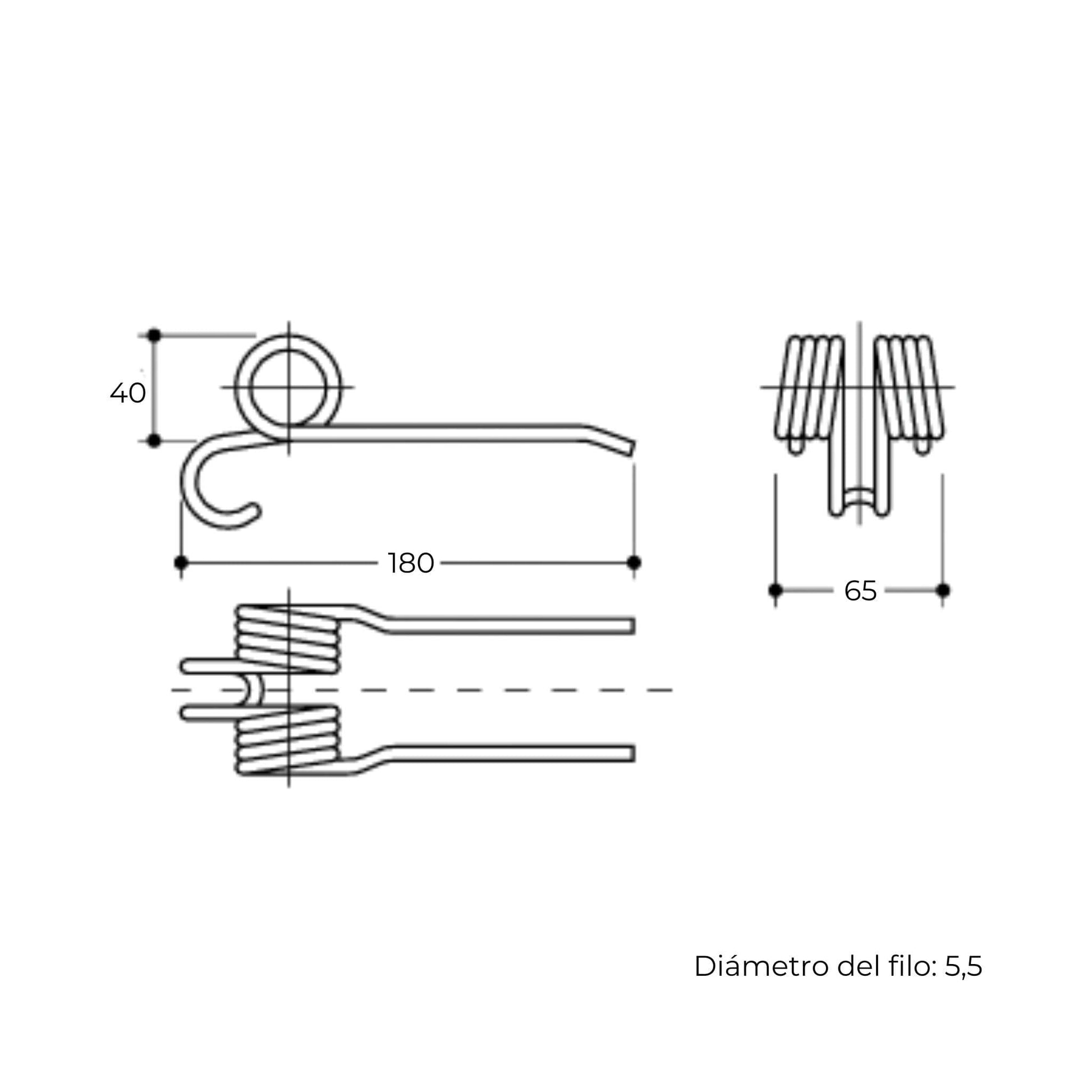 Púa de pick-up estrecha adaptable para rotoempacadora Wolvo y Morra. Fabricada por La Spirale en Italia, recambio compatible de alta resistencia.