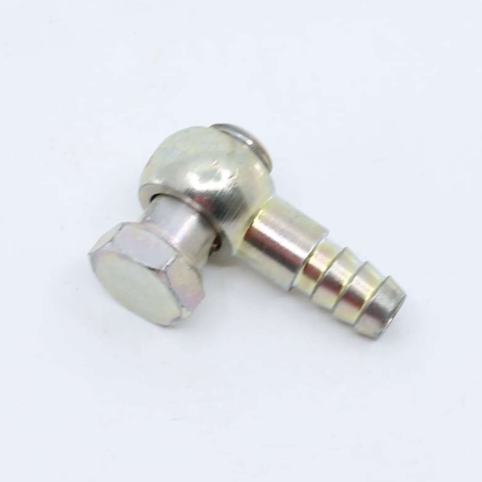 Racor de ojal o banjo zincado para circuito de gasóleo adaptable a tornillo de 14 mm con espiga para tubo de 10 mm.