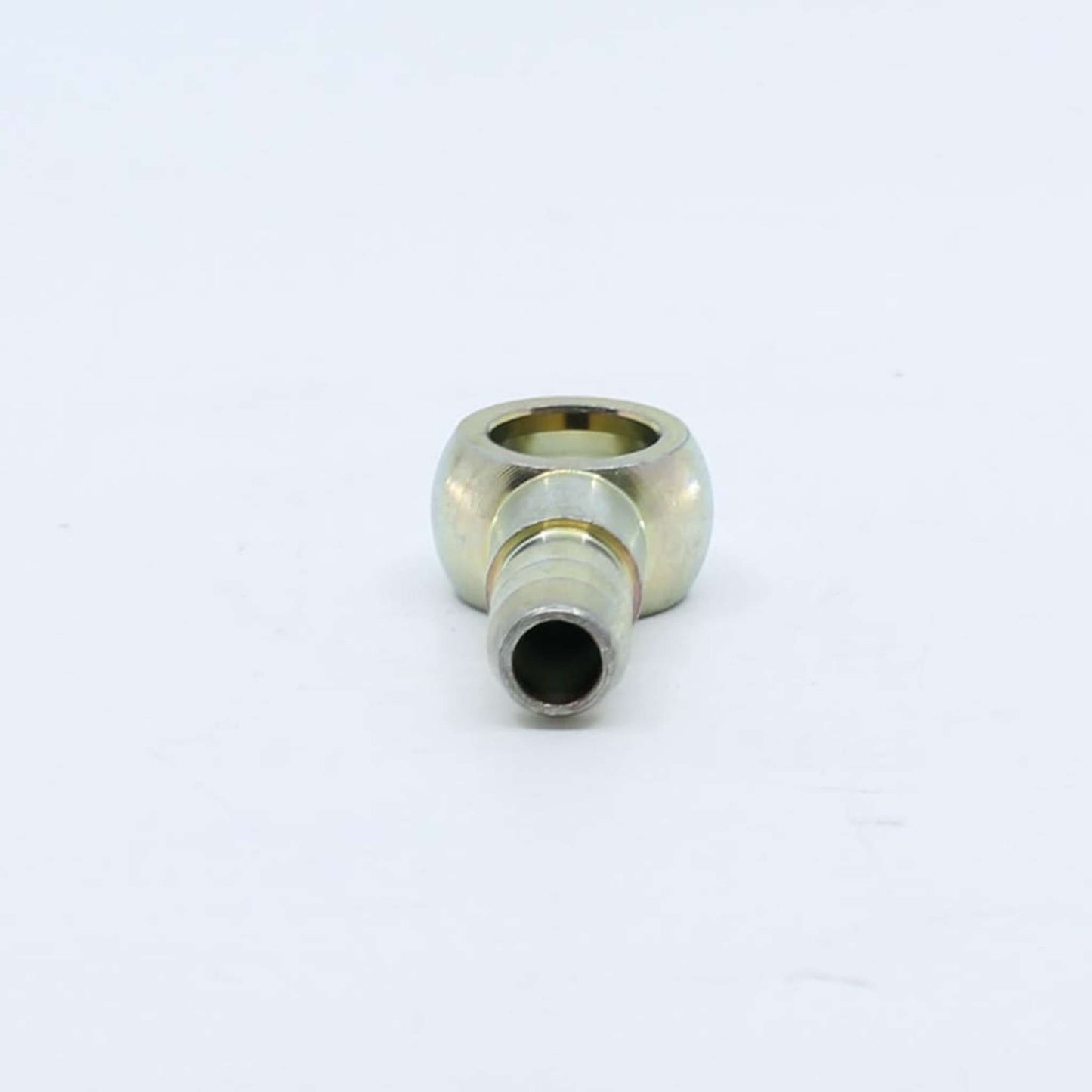 Racor de ojal o banjo zincado para circuito de gasóleo adaptable a tornillo de 14 mm con espiga para tubo de 10 mm.