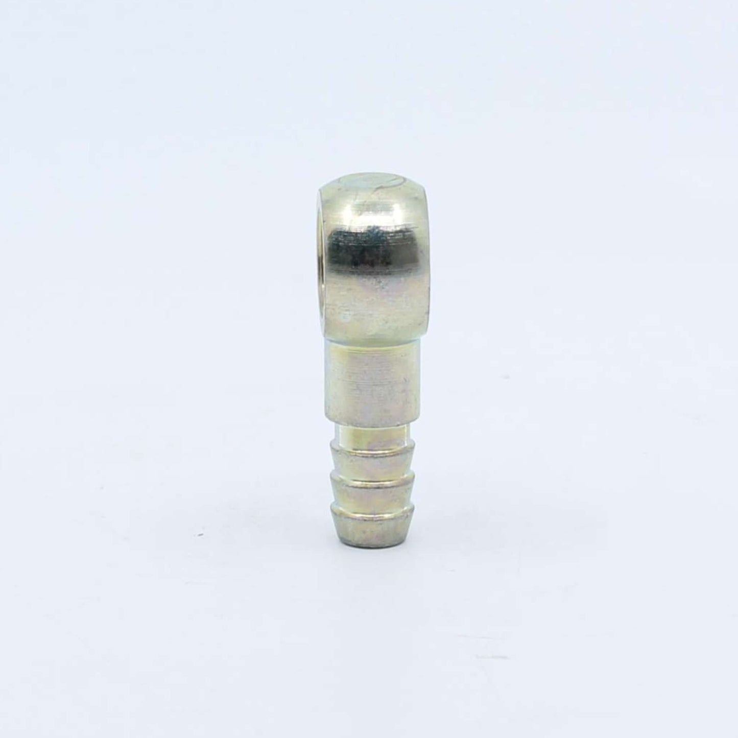 Racor de ojal o banjo zincado para circuito de gasóleo adaptable a tornillo de 14 mm con espiga para tubo de 8 mm.
