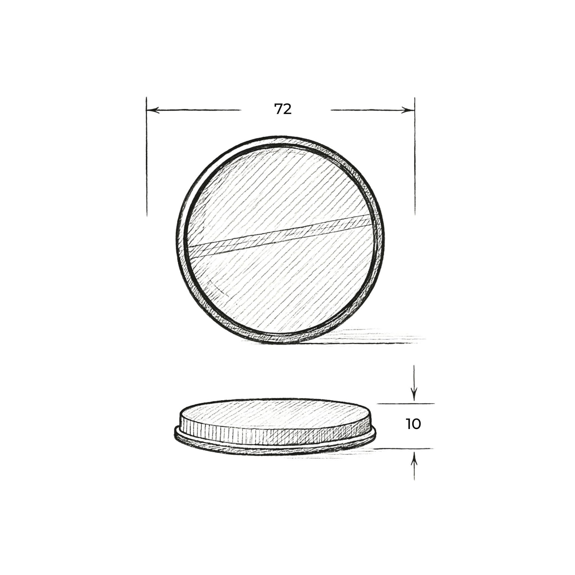 Reflector de seguridad de forma redonda y color rojo, para montaje trasero con fijación adhesiva, utilizado en remolques y maquinaria agrícola.