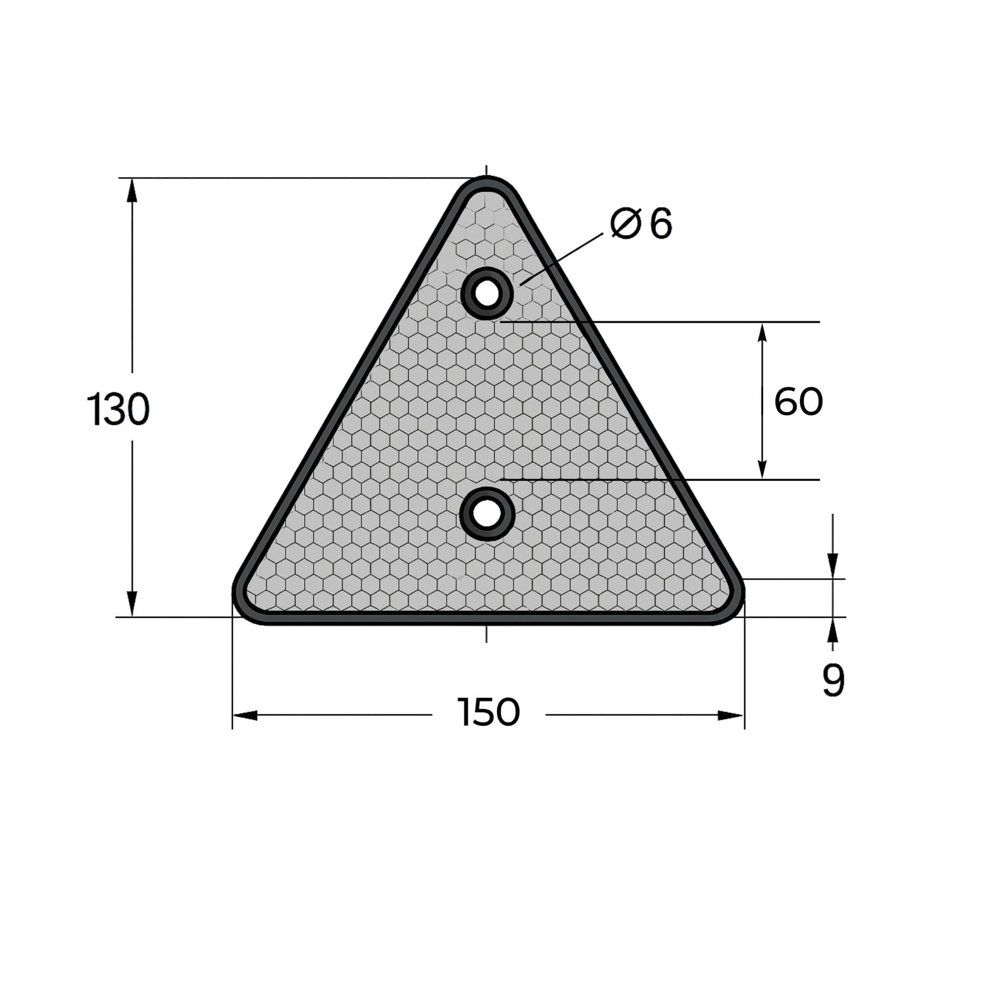 Reflector de seguridad de forma triangular y color rojo, con fijación de atornillar, obligatorio para remolques y maquinaria agrícola.