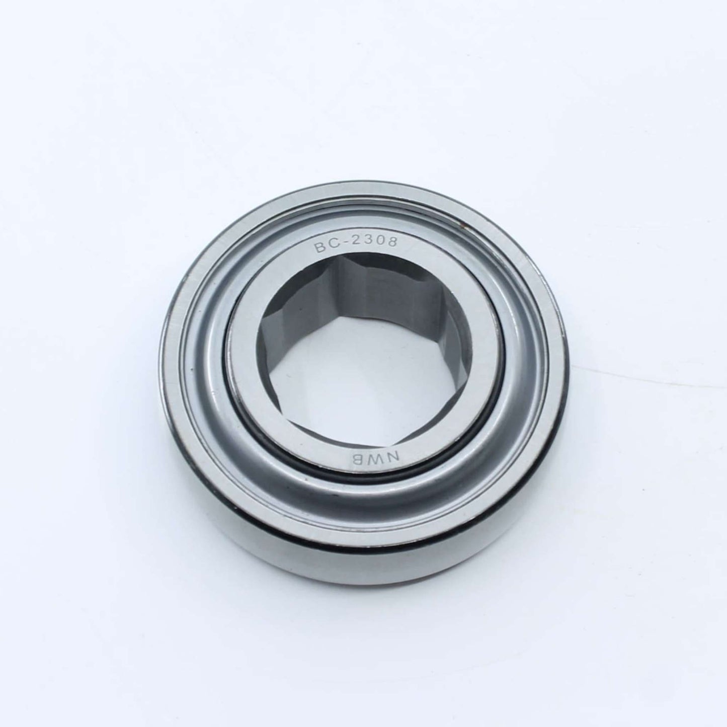 Rodamiento agrícola con pista exterior esférica (curva) e interior hexagonal de 31,77 mm y exterior de 72 mm para eje de rotoempacadora. Ancho interior de 17 mm y exterior de 25 mm.