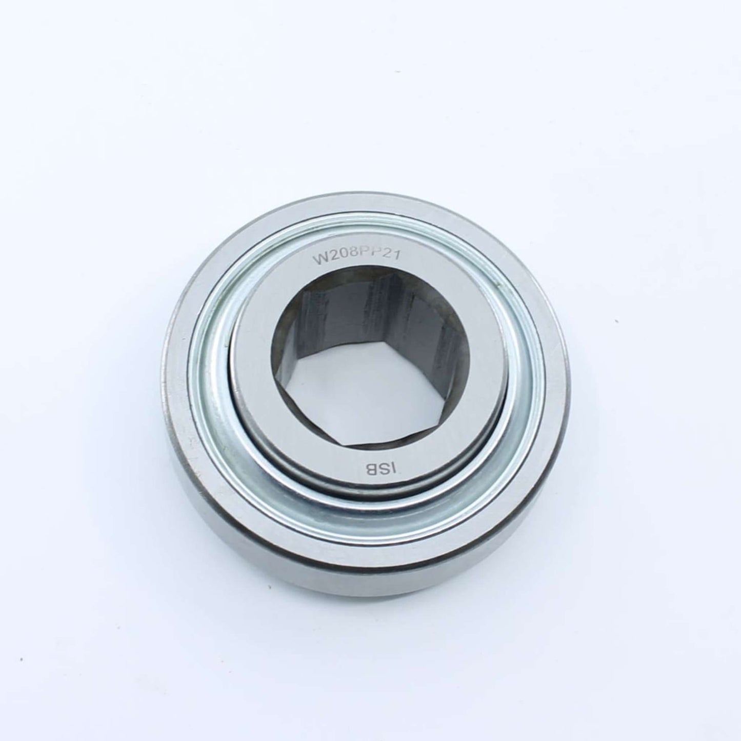 Rodamiento agrícola con pista exterior plana (sin curvatura) e interior hexagonal de 31,775 mm y exterior de 80 mm para eje de rotoempacadora. Ancho interior de 18 mm y exterior de 36,52 mm.