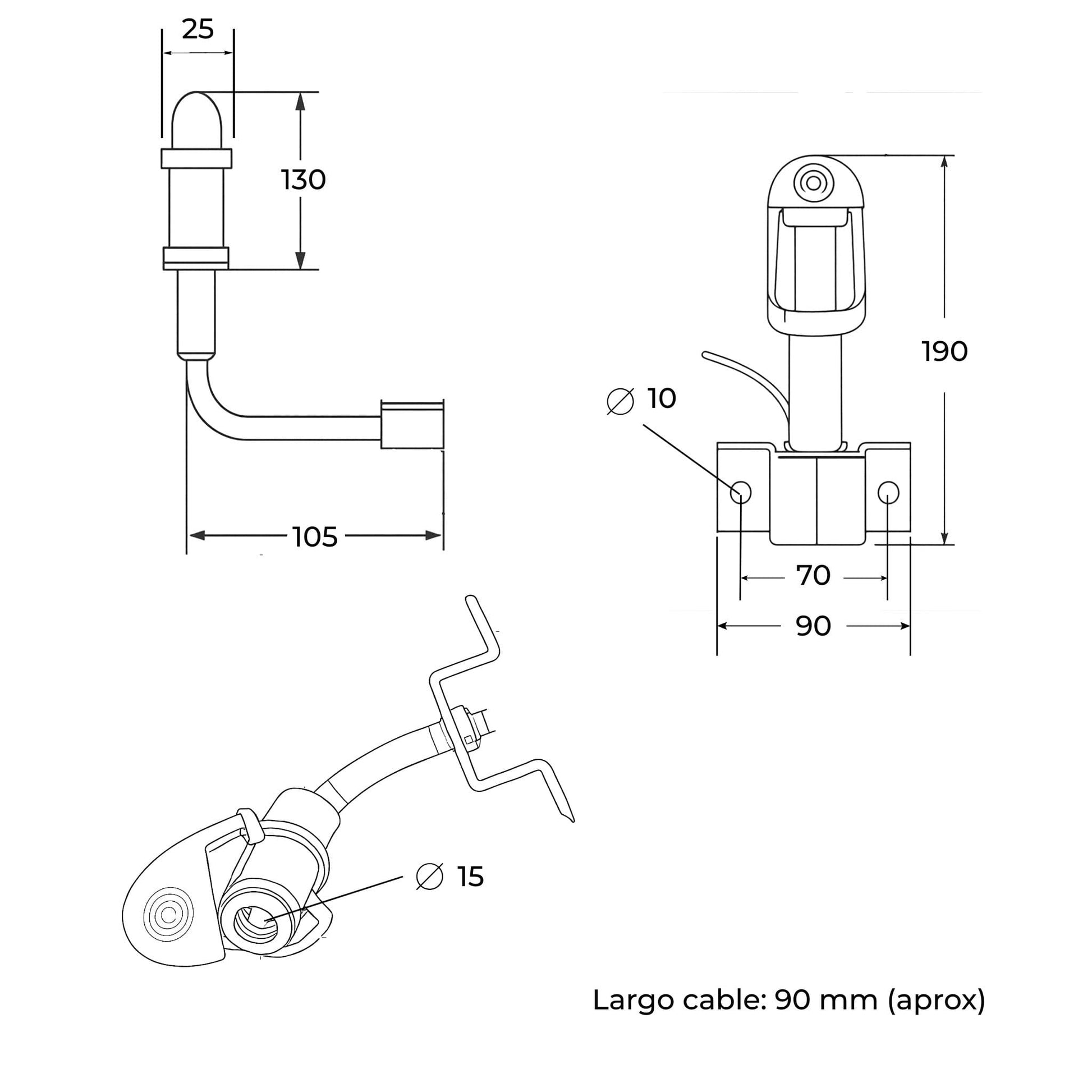 Base o soporte metálico giratorio para la instalación de luz rotativa o baliza de emergencia, con diseño en forma de L, ideal para montaje en tractores y maquinaria agrícola.