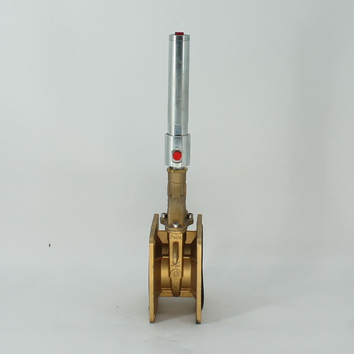 Tajadera o compuerta de válvula hidráulica de doble efecto Riv de 100 mm (4 pulgadas) de diámetro, macho, sin manillas y diseñada para su uso en cubas y cisternas de riego y purín.
