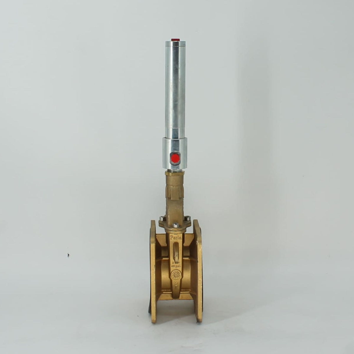 Tajadera o compuerta de válvula hidráulica de doble efecto Riv de 125 mm (5 pulgadas) de diámetro, macho, sin manillas y diseñada para su uso en cubas y cisternas de riego y purín.
