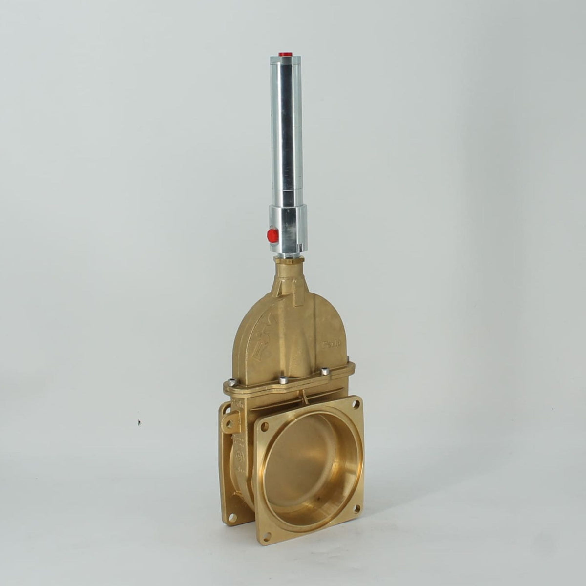 Tajadera o compuerta de válvula hidráulica de doble efecto Riv de 150 mm (6 pulgadas) de diámetro, macho, sin manillas y diseñada para su uso en cubas y cisternas de riego y purín.
