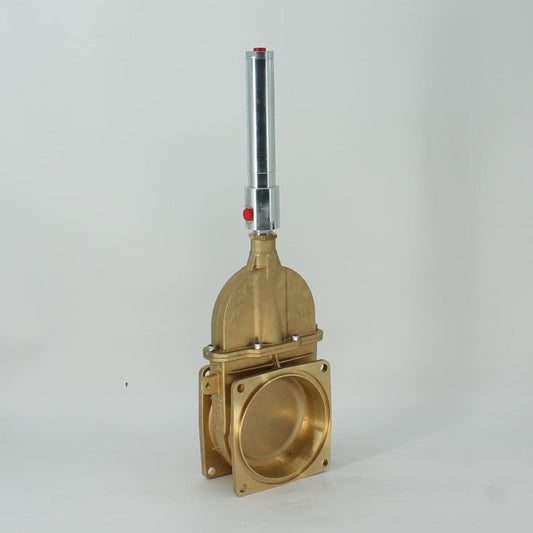 Tajadera o compuerta de válvula hidráulica de doble efecto Riv de 150 mm (6 pulgadas) de diámetro, macho, sin manillas y diseñada para su uso en cubas y cisternas de riego y purín.
