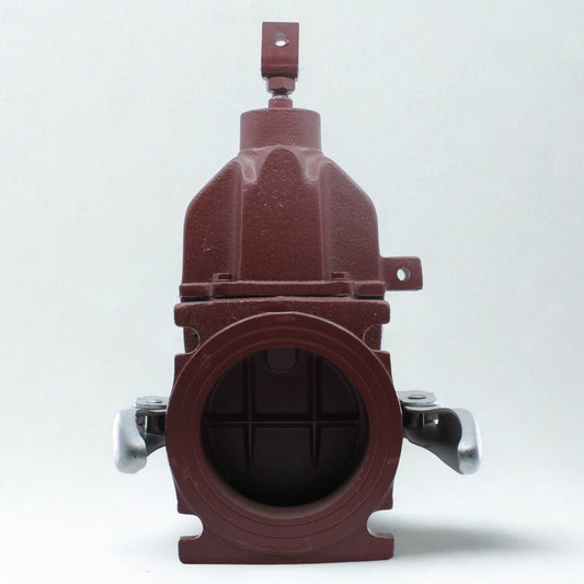 Tajadera o compuerta de válvula manual Hertell Buru de 125 mm (5 pulgadas) de diámetro, hembra, con manillas y diseñada para su uso en cubas y cisternas de riego y purín.