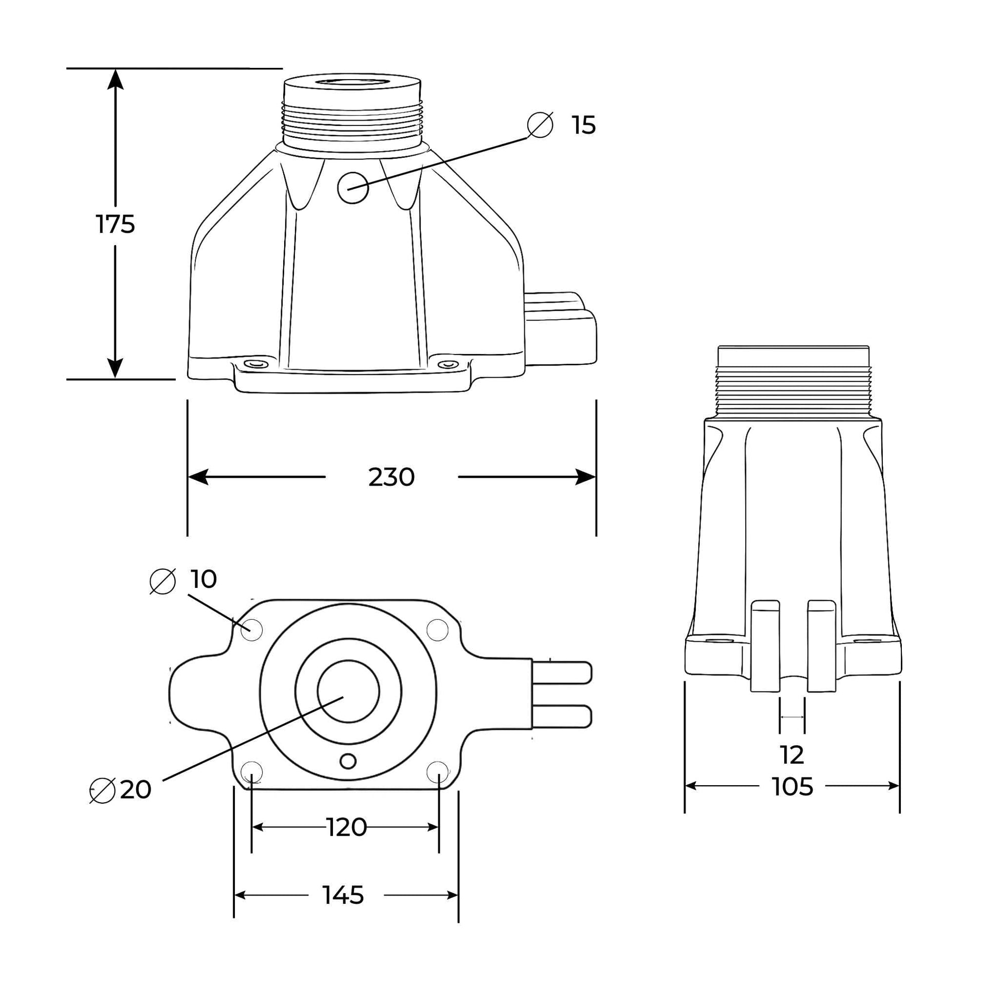 Tapa superior hidráulica de la marca Hertell para tajaderas o compuertas de 150 mm (6 pulgadas).