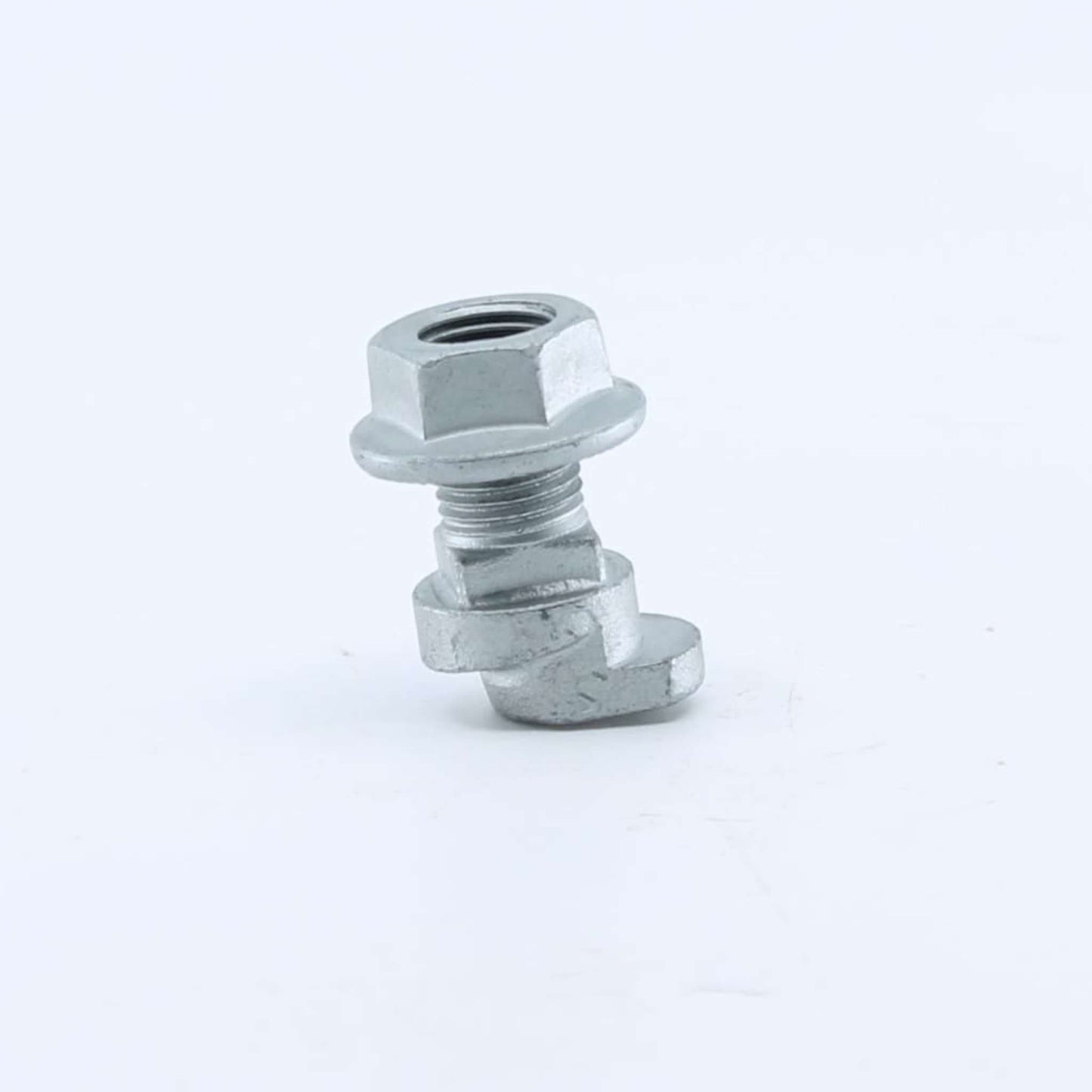 Tornillo de cuchilla Tipo 2 para sistema de enganche rápido adaptable a segadora Fella SM. Incluye tuerca con brida y arandela estriada, referencia 426883.