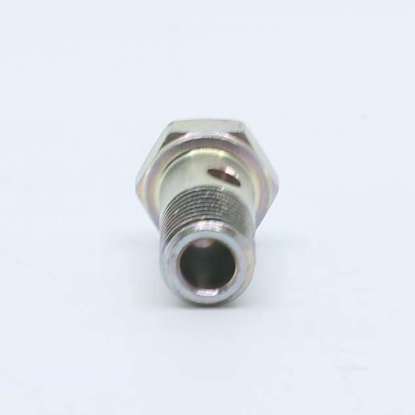 Tornillo hueco orientable tipo banjo para circuito de combustible con rosca métrica de 14 mm y paso de 1,5 mm.