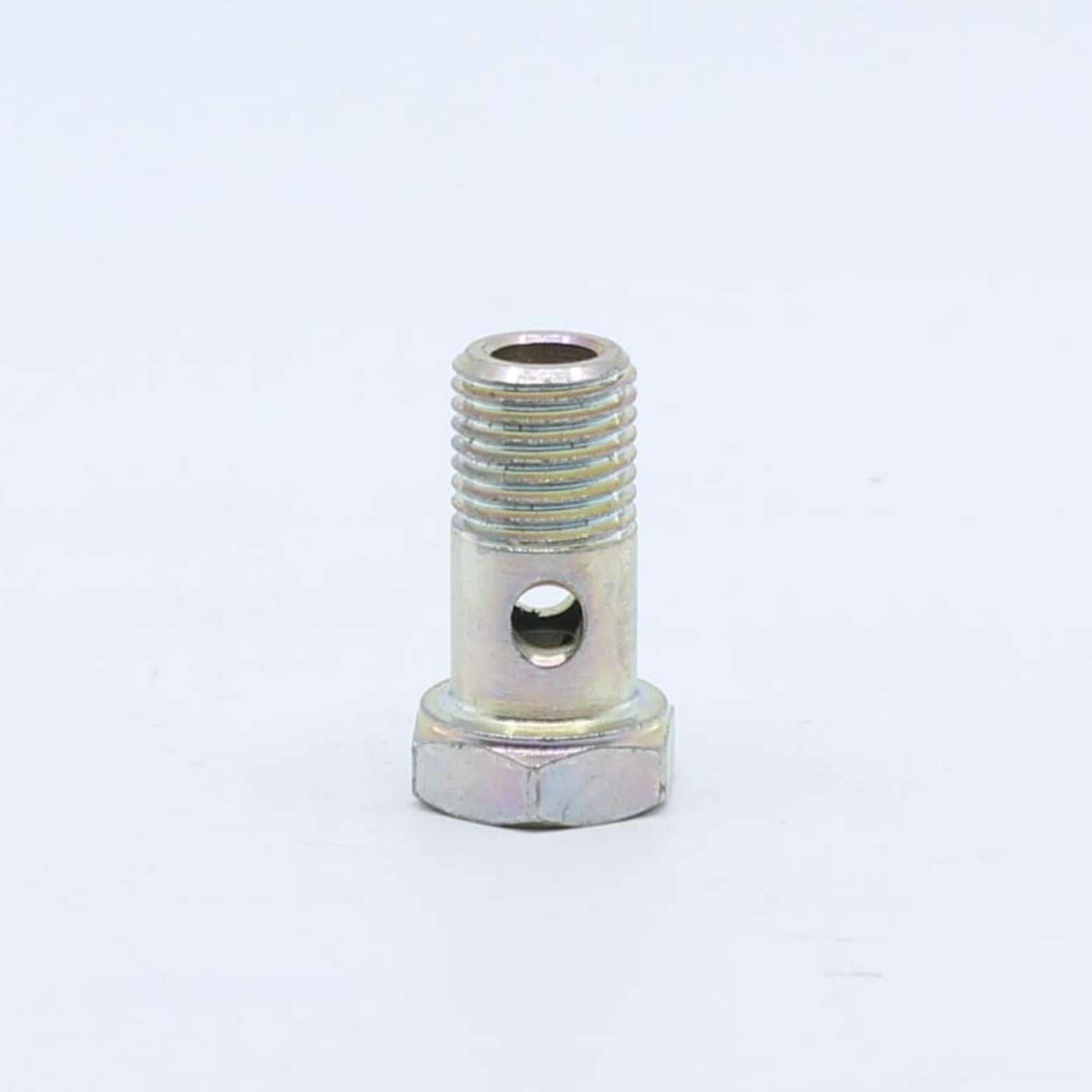 Tornillo hueco orientable tipo banjo para circuito de combustible con rosca métrica de 14 mm y paso de 1,5 mm.