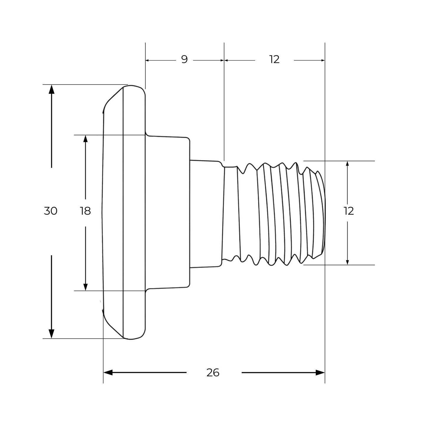 Tornillo portacuchillas con tuerca de seguridad adaptable para segadora Fella. Medidas M12, asiento liso diámetro 18 mm y resistencia 10.9, referencia 426887.