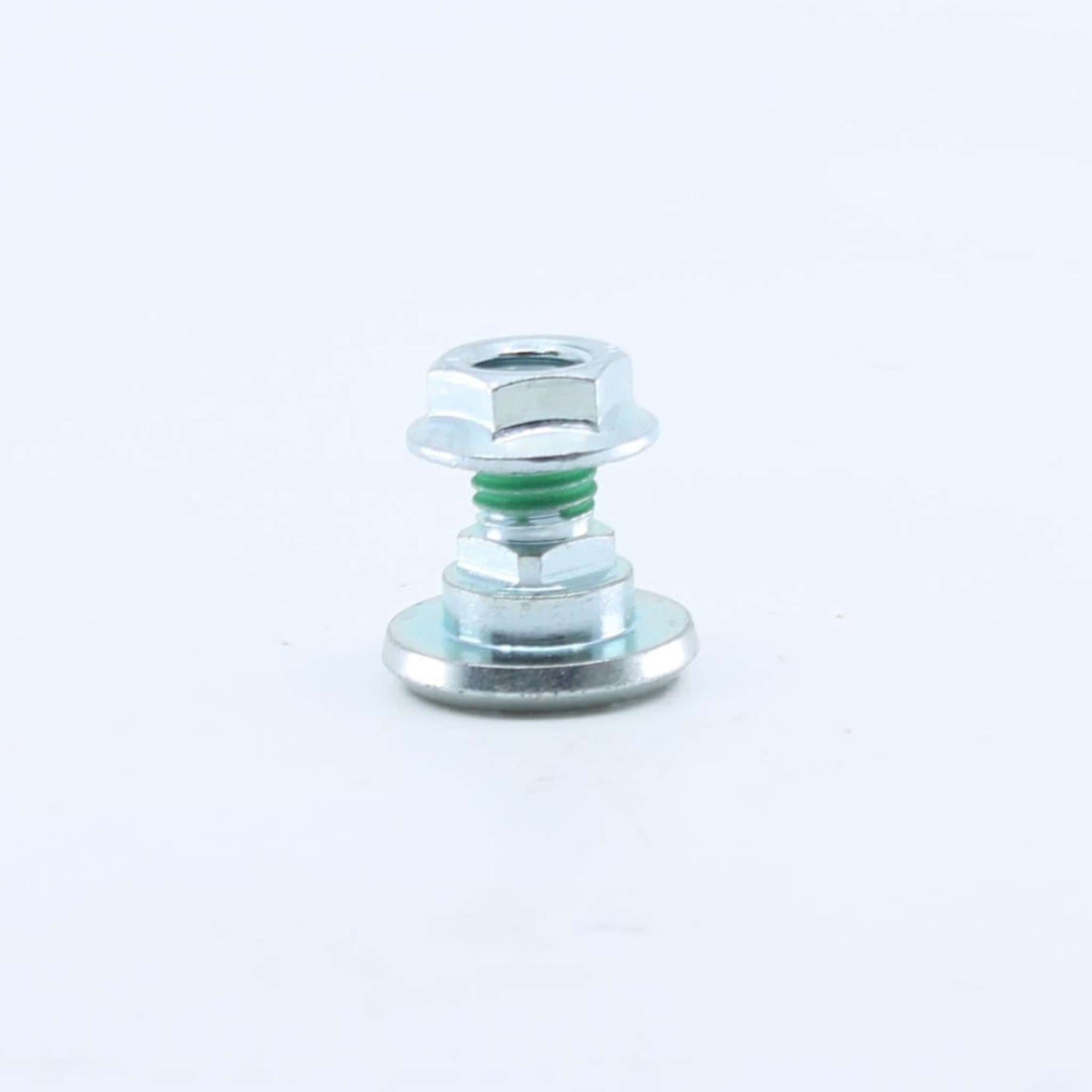 Tornillo portacuchillas con tuerca de seguridad adaptable para segadora Fella. Medidas M12, asiento liso diámetro 18 mm y resistencia 10.9, referencia 426887.