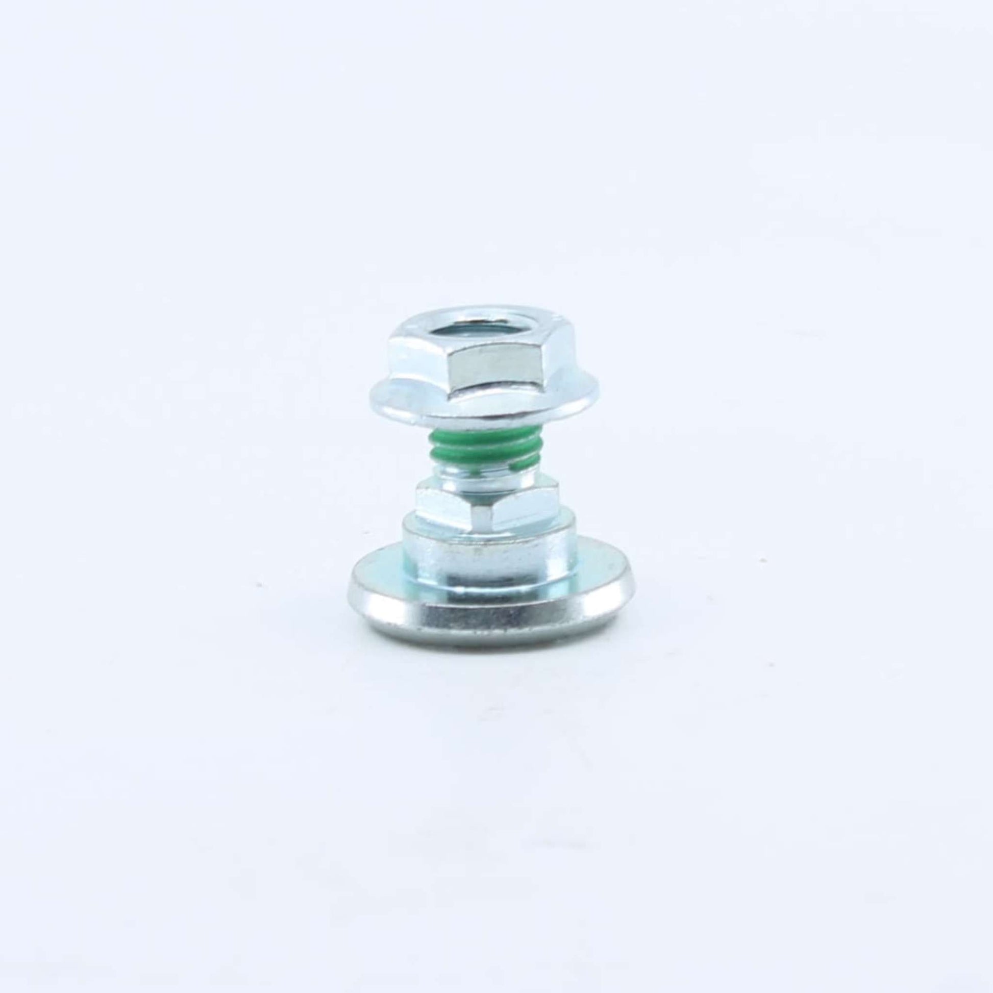 Tornillo portacuchillas con tuerca de seguridad adaptable para segadora Fella. Medidas M12, asiento liso diámetro 18 mm y resistencia 10.9, referencia 426887.