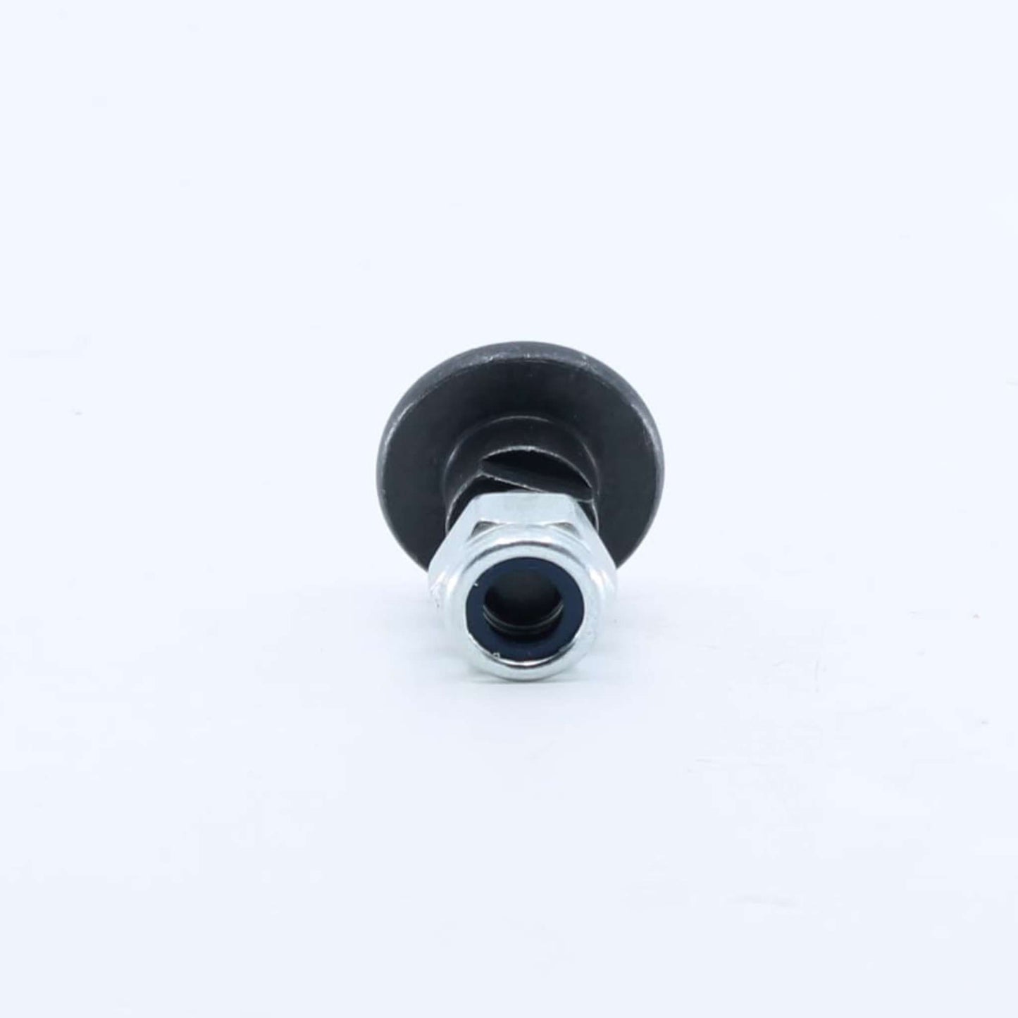 Tornillo portacuchillas con tuerca adaptable para segadora Kuhn GMD 44,55 y 66. Medidas M10, asiento liso diámetro 16 mm y resistencia 12.9, referencia 56210100.
