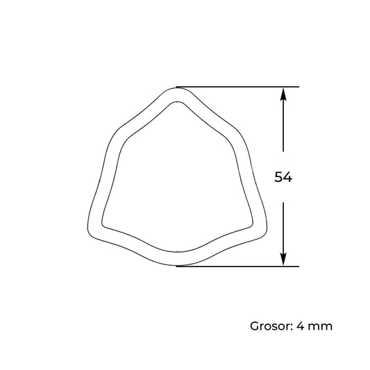 Tubo de transmisión cardán con perfil triangular exterior hembra. Medida 54 mm, grosor de 4 mm y longitud de 2 metros.
