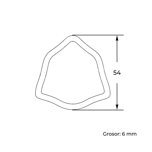 Tubo de transmisión cardán con perfil triangular exterior hembra reforzado para uso forestal. Medida 54 mm, grosor de 6 mm y longitud de 2 metros.