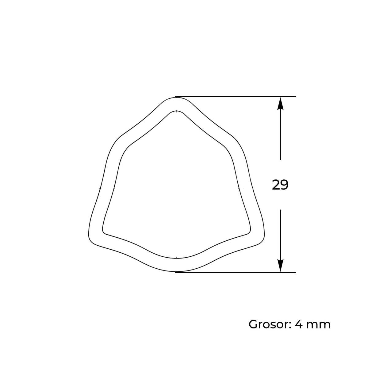 Tubo de transmisión cardán con perfil triangular interior macho. Medida 29 mm, grosor reforzado de 4 mm y longitud de 1 metro.