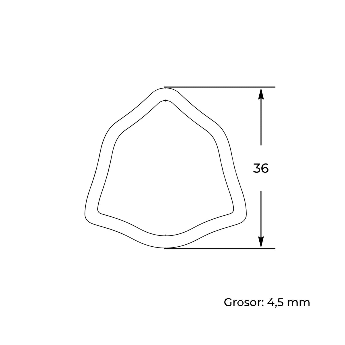 Tubo de transmisión cardán con perfil triangular interior macho. Medida 36 mm, grosor reforzado de 4,5 mm y longitud de 1 metro.
